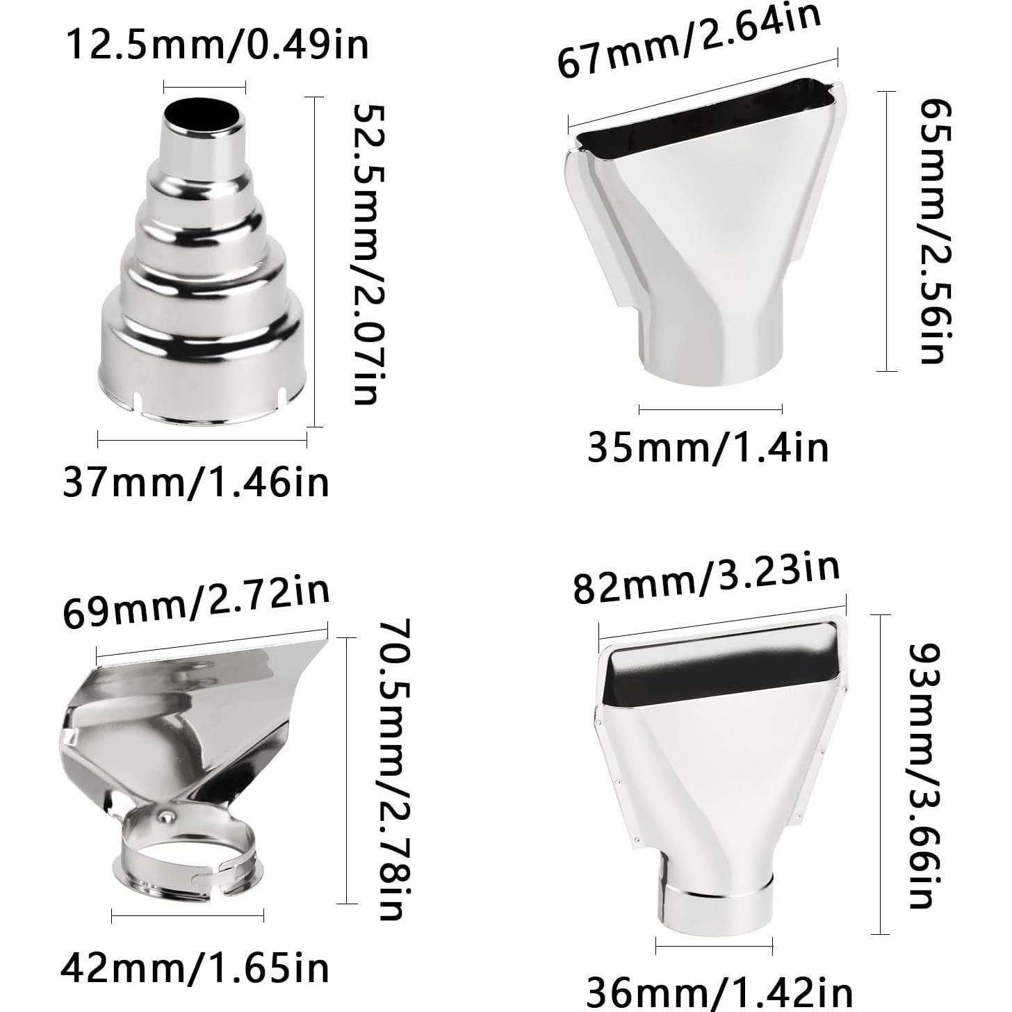 Set de 8 Boquillas de Acero Inoxidable para Pistola de Calor