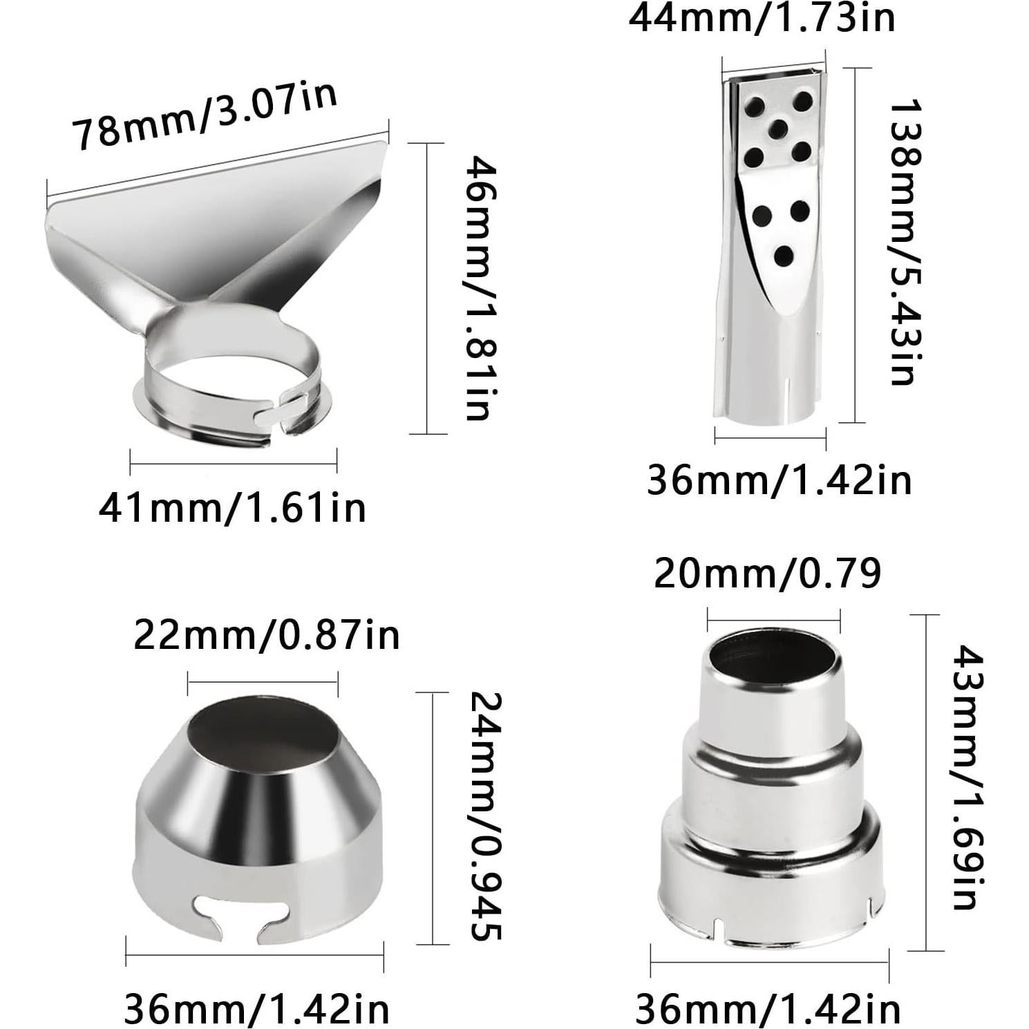 Set de 8 Boquillas de Acero Inoxidable para Pistola de Calor