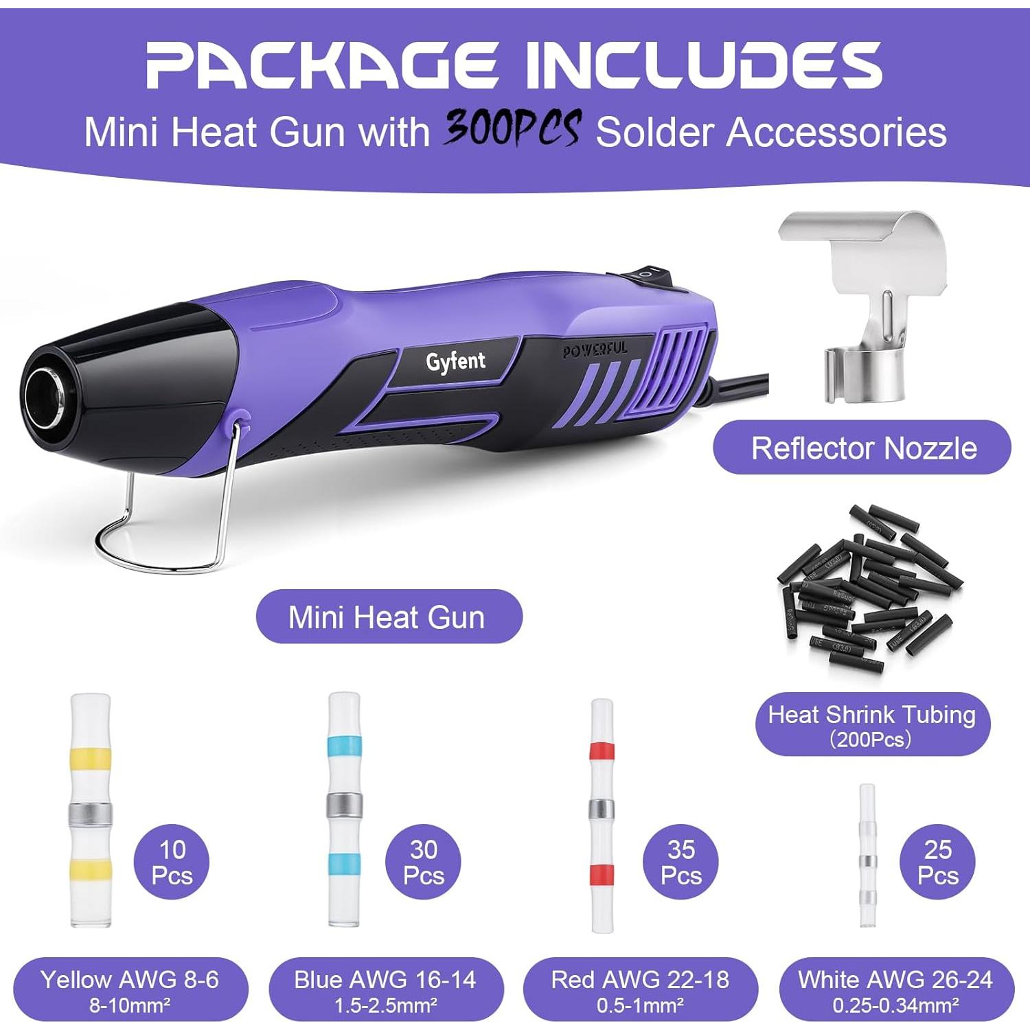 Pistola de Calor Gyfent HG1001 350W 2 Temperaturas Accesorios