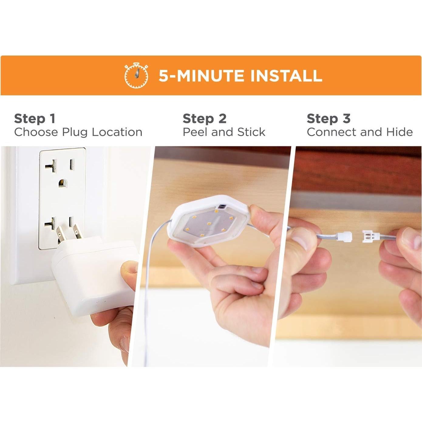 Kit de Luz LED Puck Black+Decker 5 Piezas Blanco Cálido