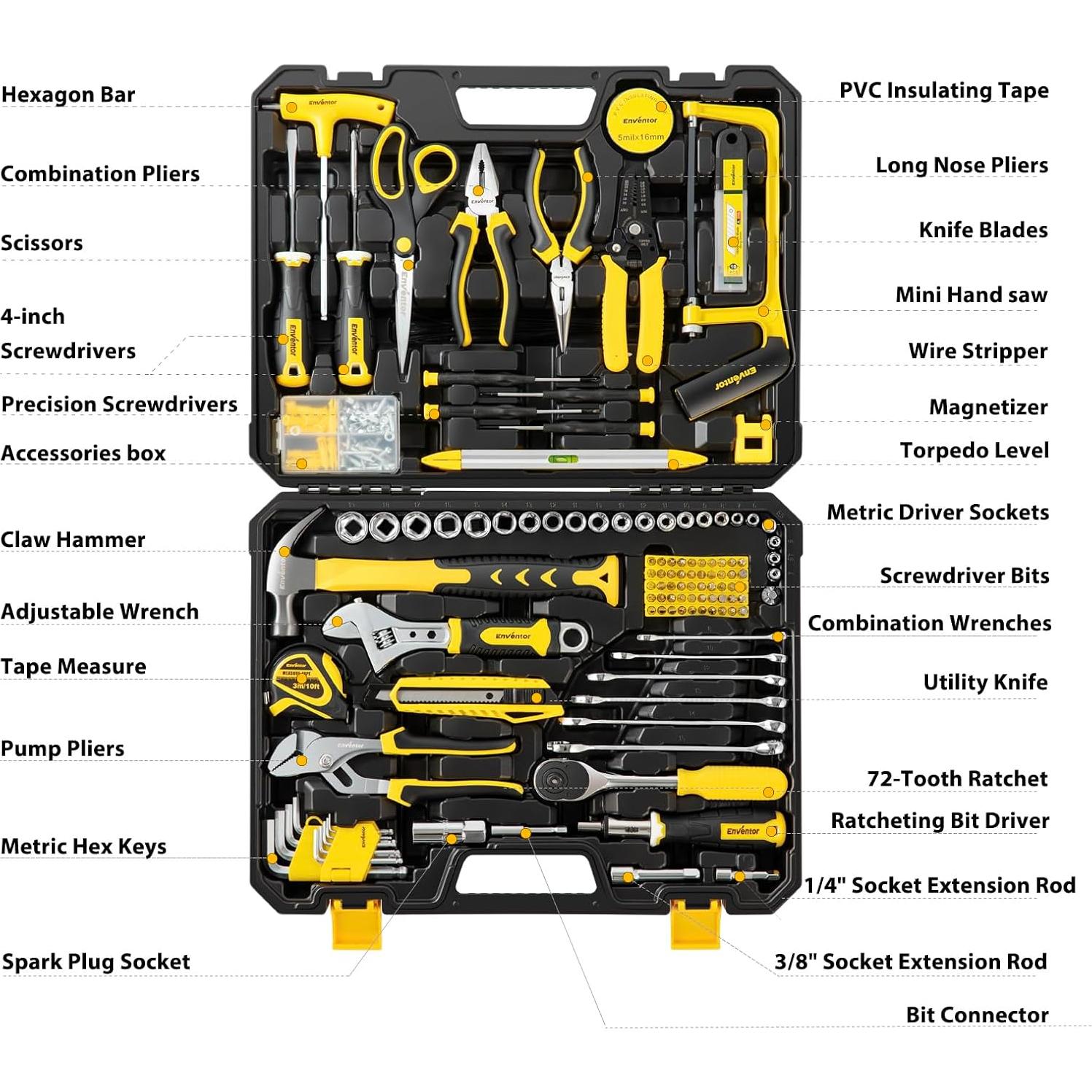Kit de herramientas ENVENTOR 220 piezas para el hogar