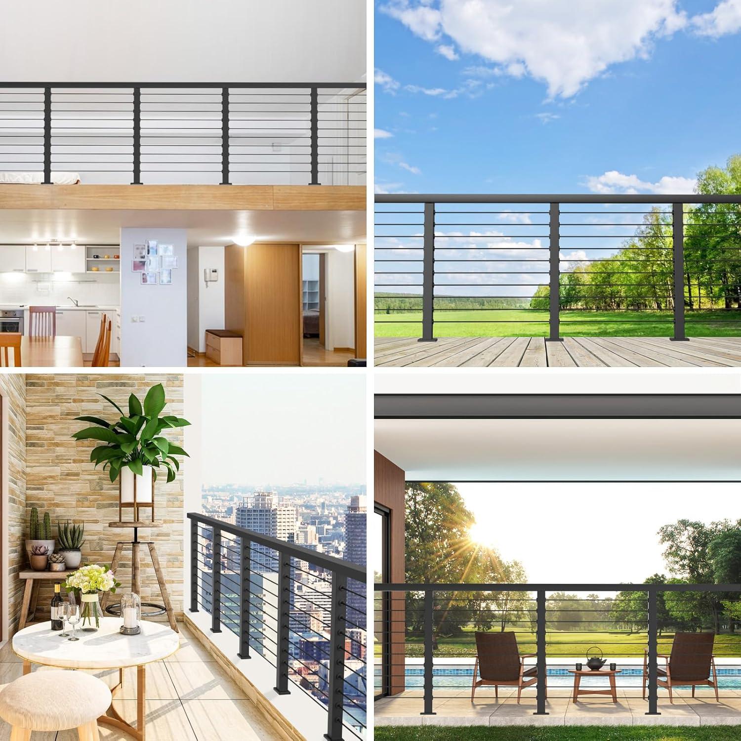 Kit de Barandilla de Cable PLANTOP 3 Postes 88.9 cm Negro