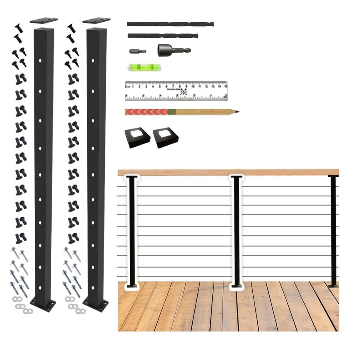 Poste de Railing de Cable CR Fence & Rail 2pcs 90 cm