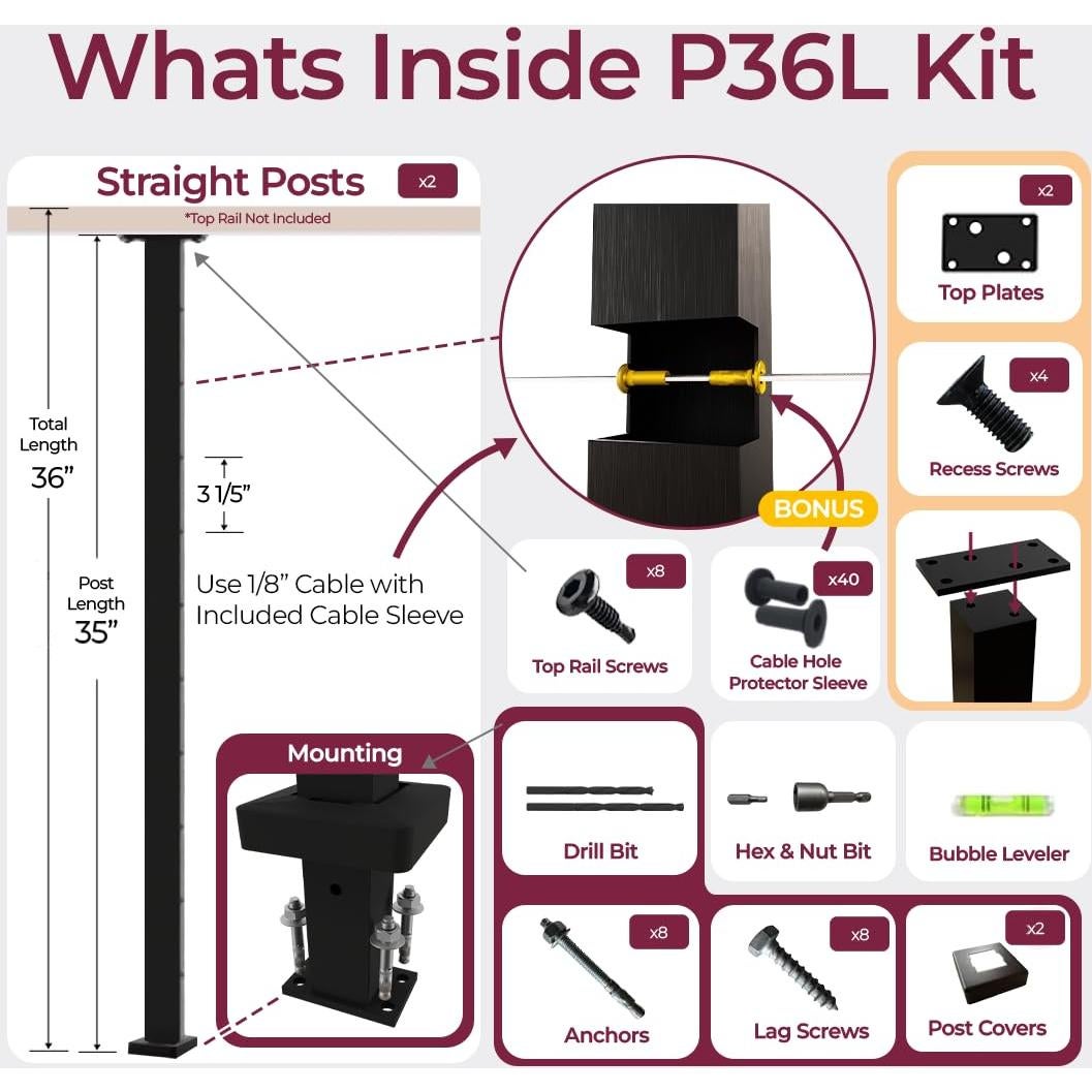 Poste de Railing de Cable CR Fence & Rail 2pcs 90 cm