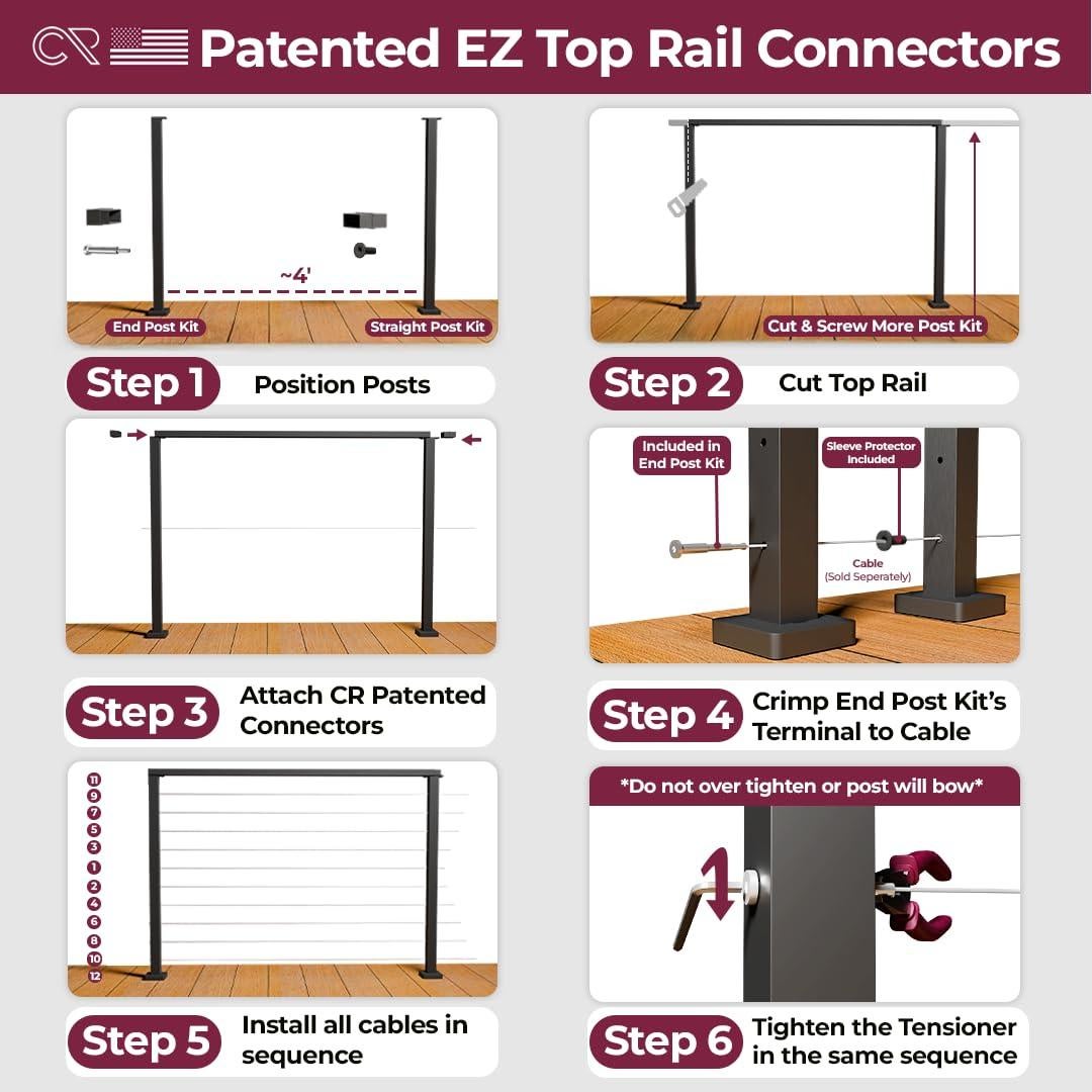 Poste de Railing de Cable CR Fence & Rail 2pcs 90 cm