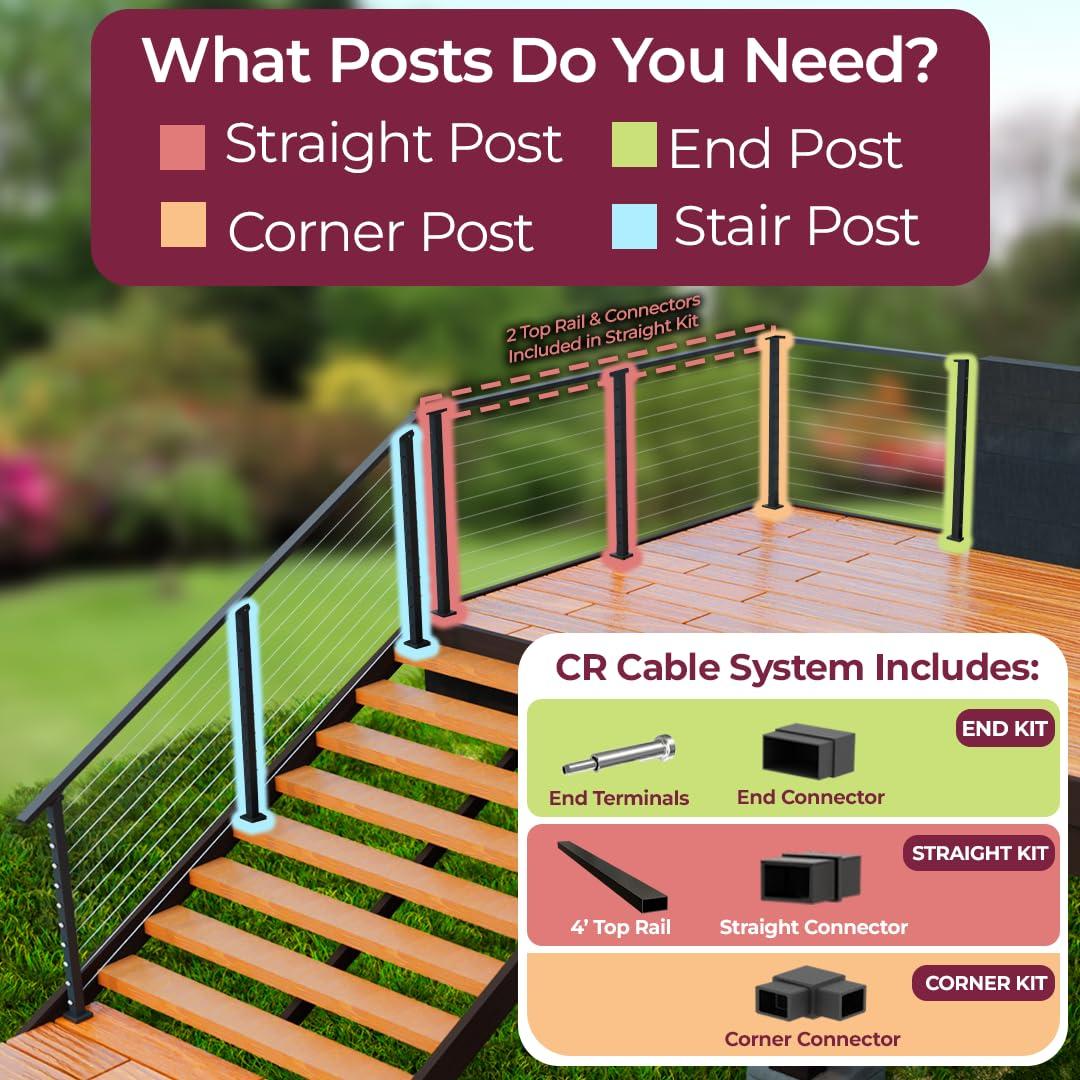 Poste de Railing de Cable CR Fence & Rail 2pcs 90 cm