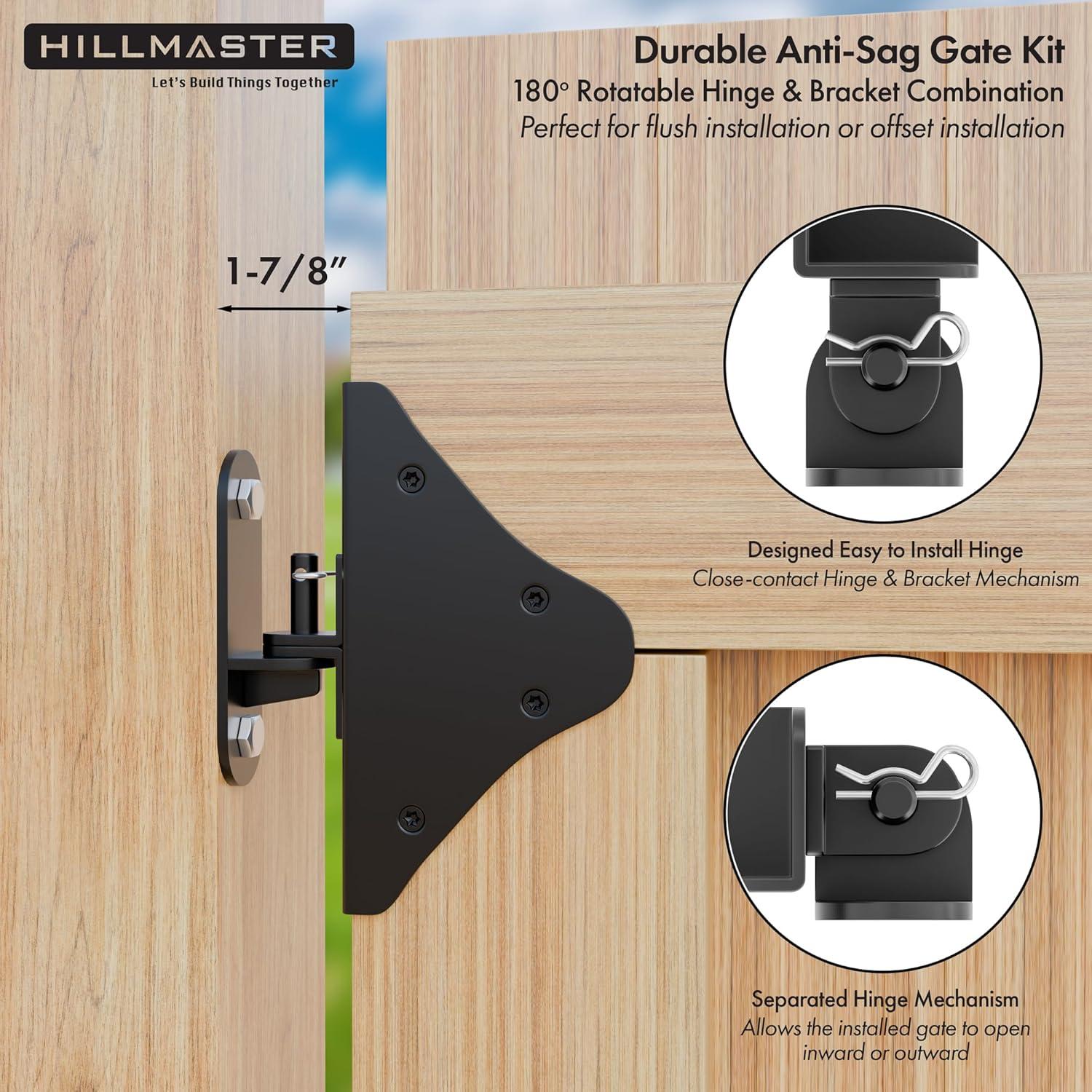 Kit de Soporte de Puerta HILLMASTER 90 Grados Acero Negro
