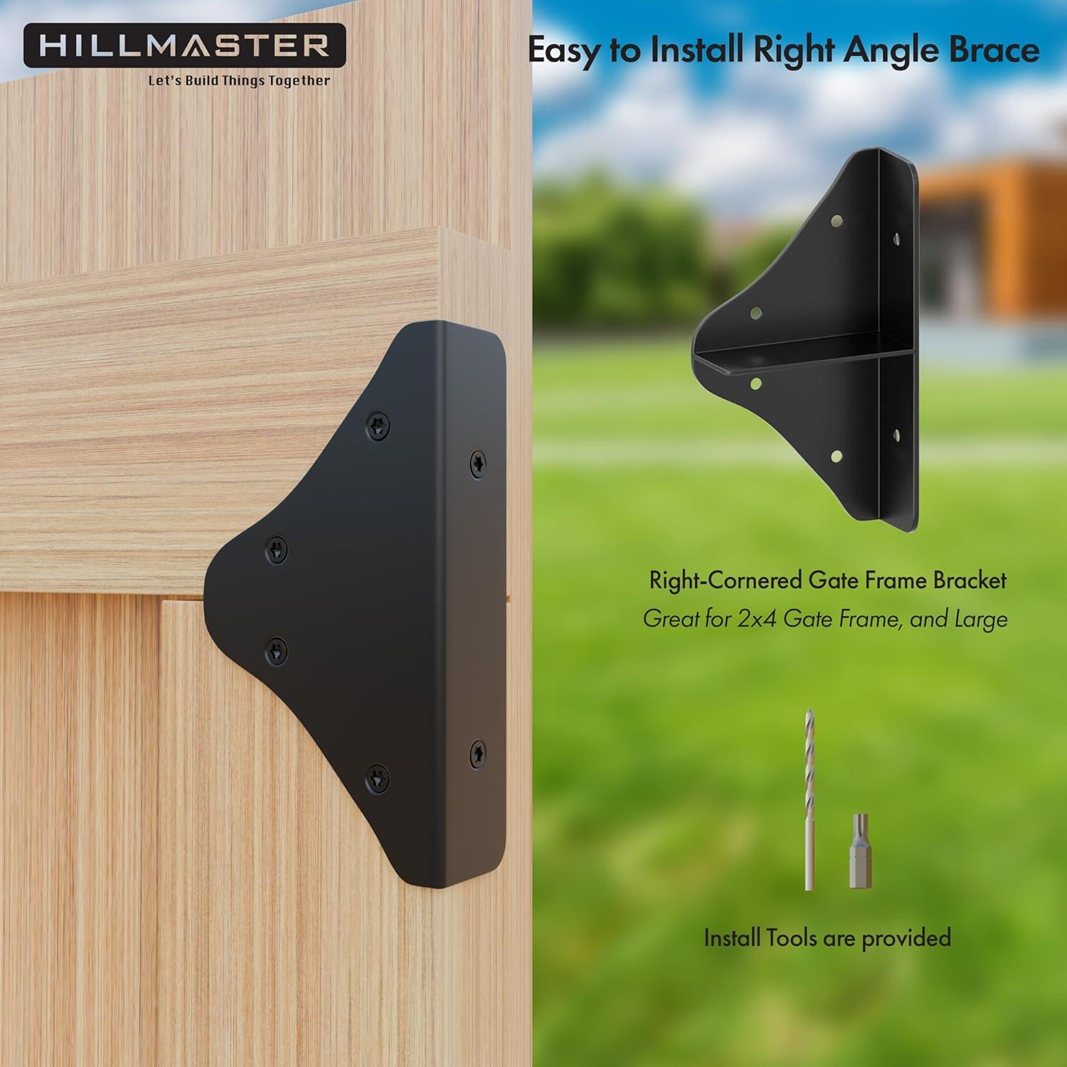 Kit de Soporte de Puerta HILLMASTER 90 Grados Acero Negro