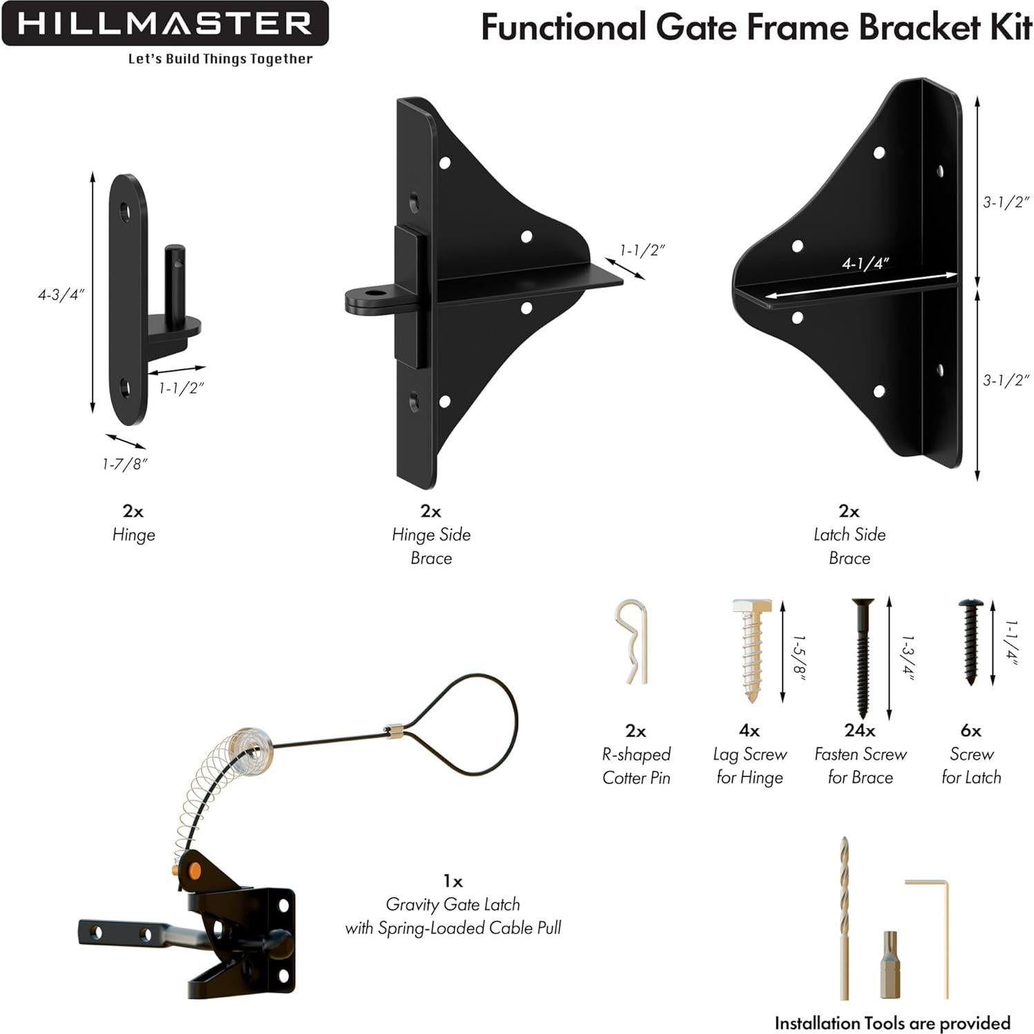 Kit de Soporte de Puerta HILLMASTER 90 Grados Acero Negro