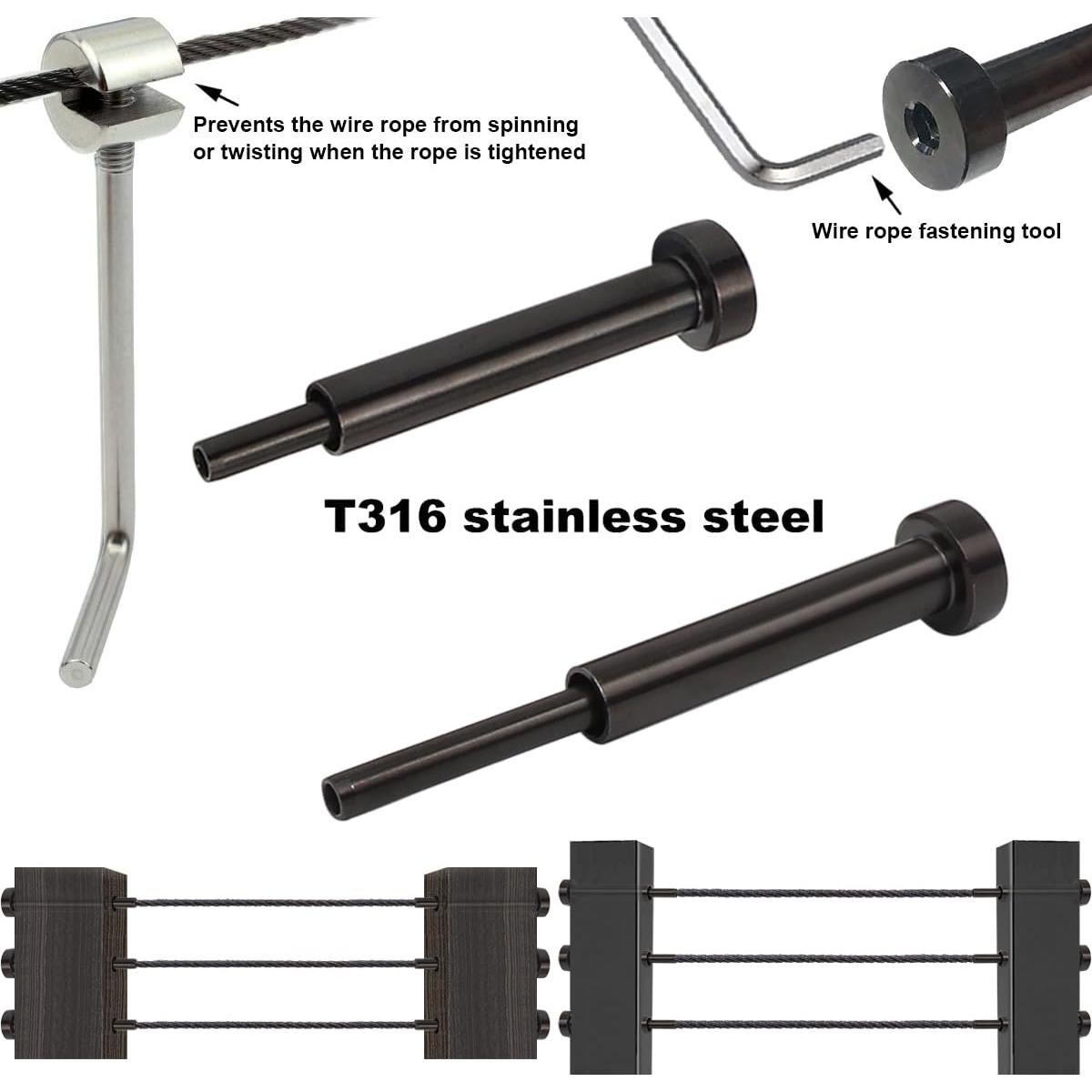 Kit de Barandilla de Cable Invisible Negro Challcrea 20 Pcs