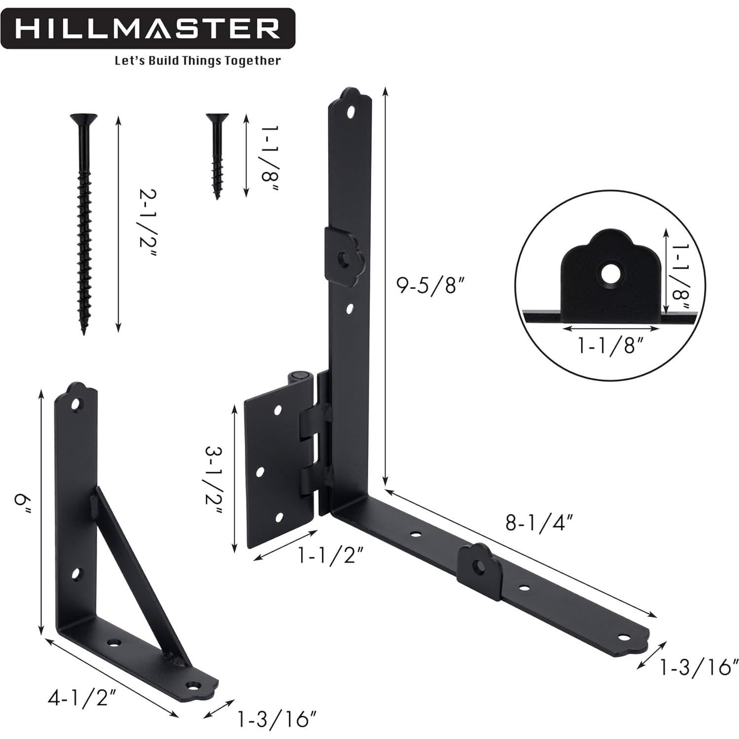 Kit de Soporte de Puerta HILLMASTER 1 Set Ajustable Negro