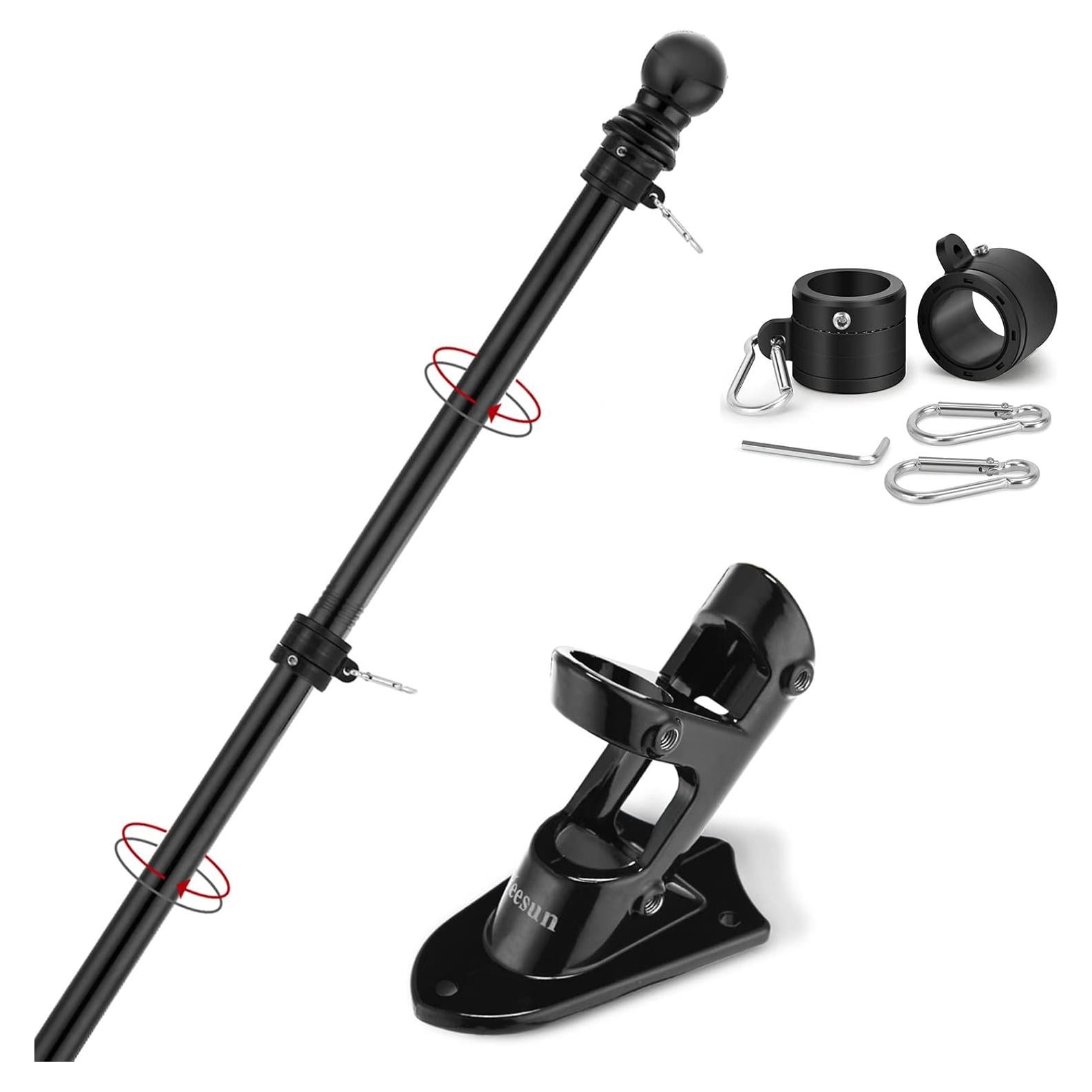 Mástil de Bandera Yeesun 182.88 cm Soporte Exterior Negro