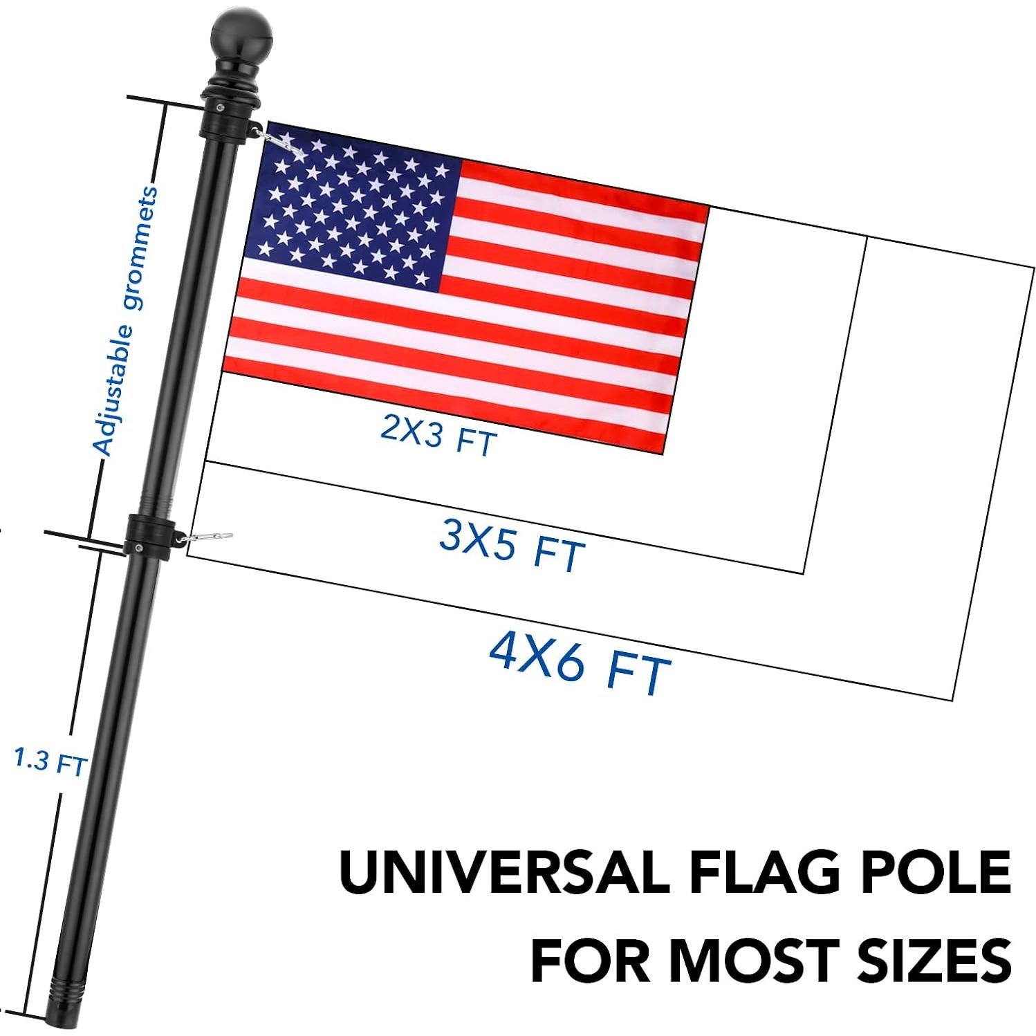 Mástil de Bandera Yeesun 182.88 cm Soporte Exterior Negro