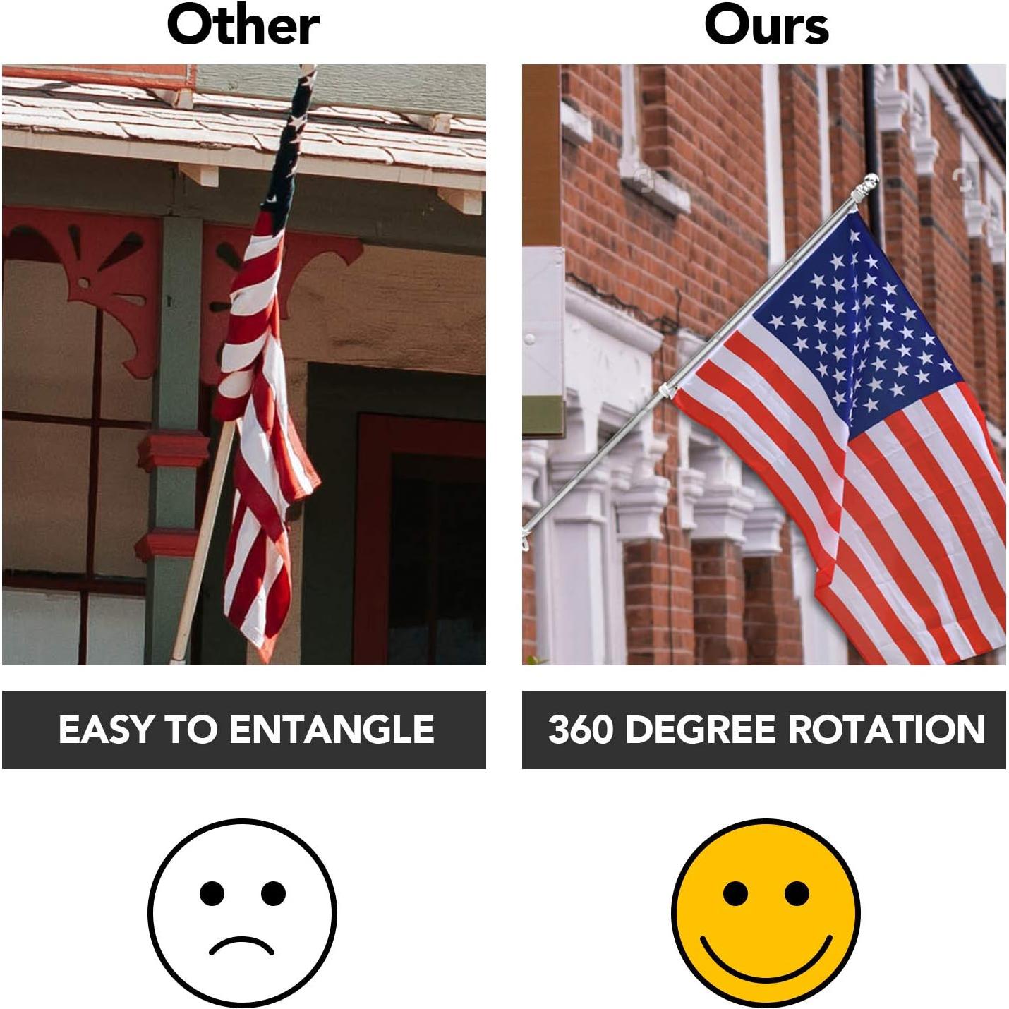 Mástil de Bandera Yeesun 182.88 cm Soporte Exterior Negro