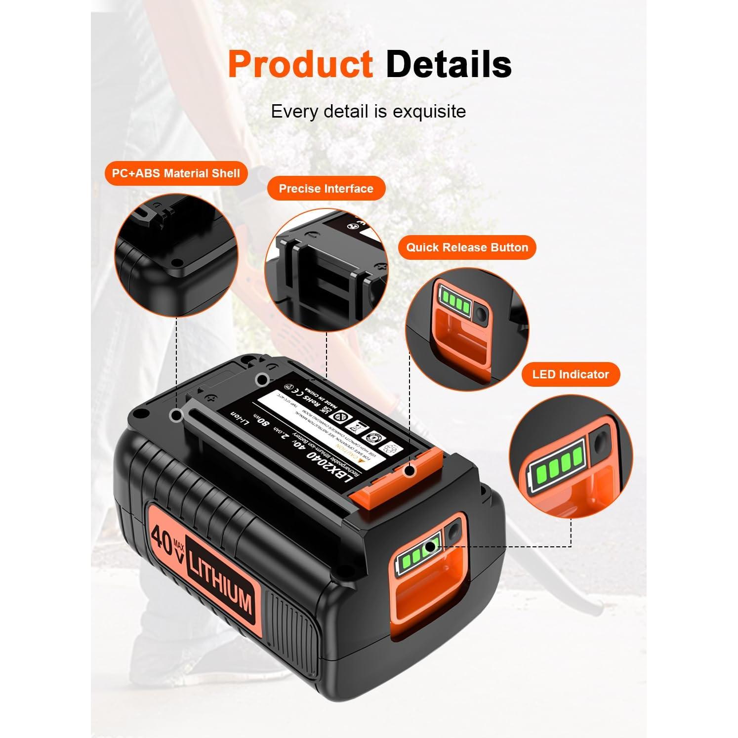 Batería 40V 2.0Ah TSKYBEAR para Black & Decker Power+
