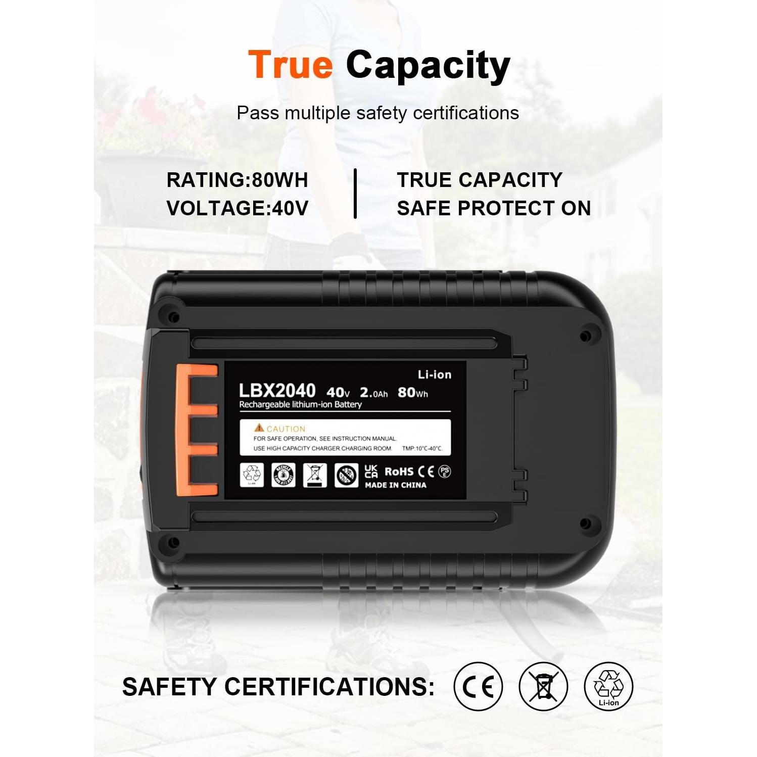 Batería 40V 2.0Ah TSKYBEAR para Black & Decker Power+