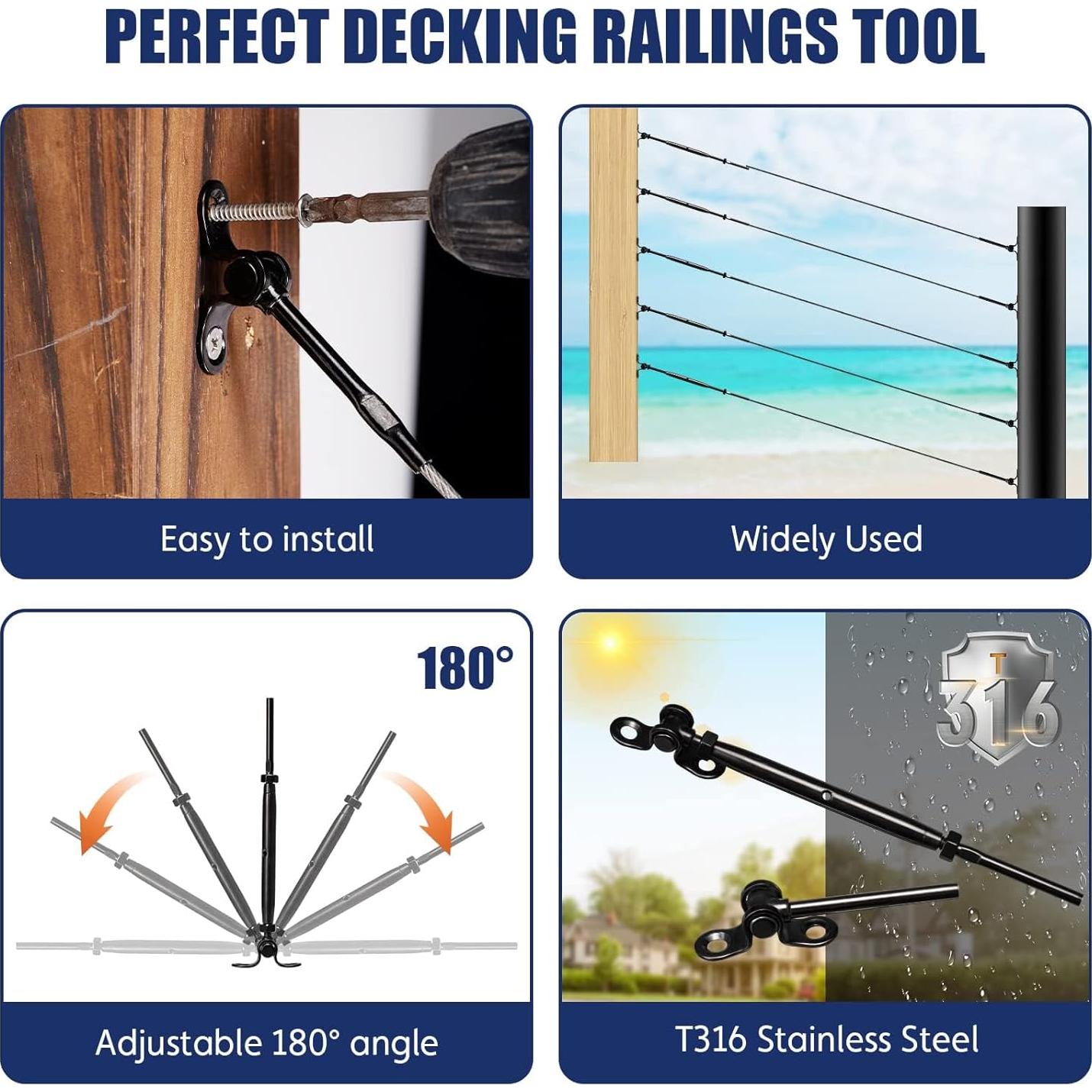 Kit de Barandilla de Cable RiaYer 20 Pares T316 Ajustable