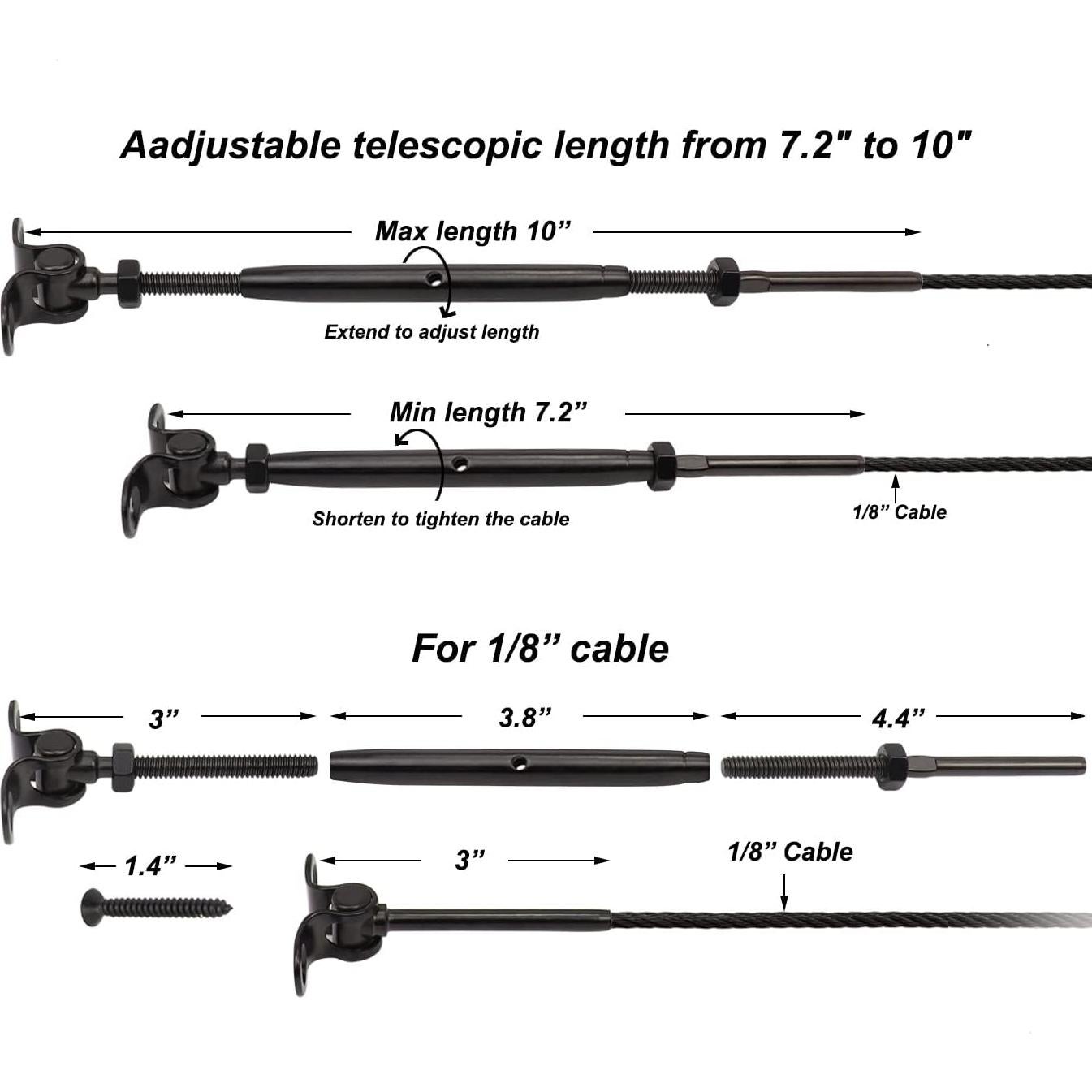 Kit de Barandilla de Cable RiaYer 20 Pares T316 Ajustable