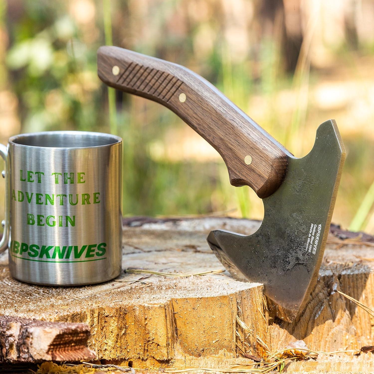 Hacha Bushcraft BPS con funda de cuero - 23.5 cm - Camping