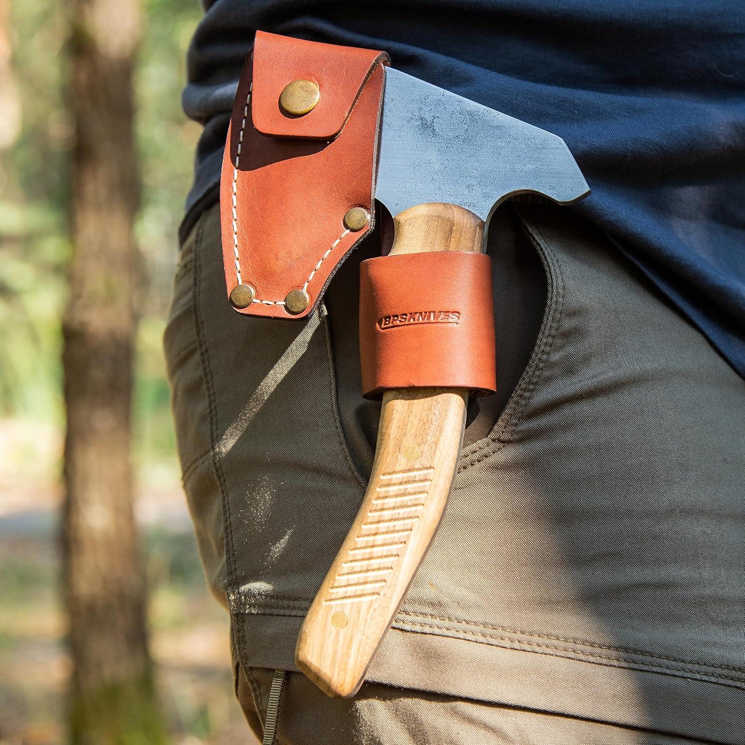 Hacha Bushcraft BPS con funda de cuero - 23.5 cm - Camping