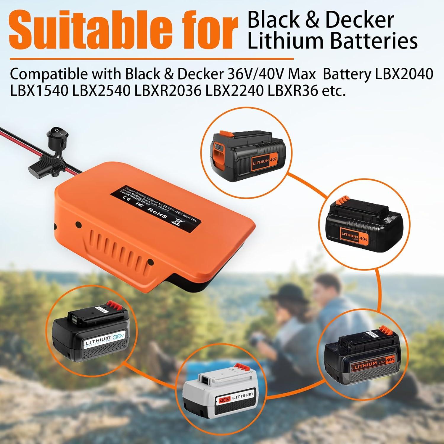 Adaptador de Rueda de Poder Black & Decker 40V con Fusible