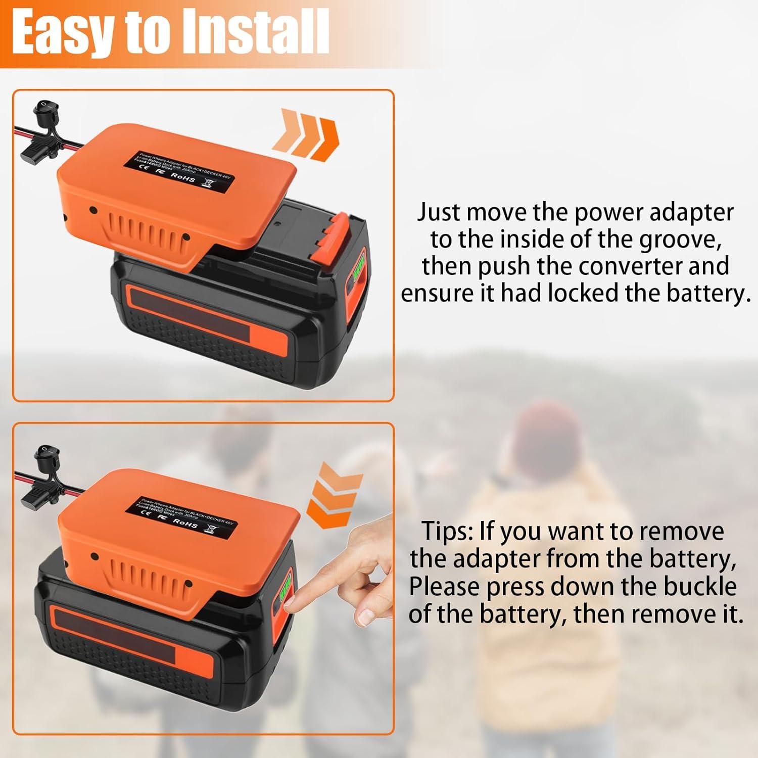 Adaptador de Rueda de Poder Black & Decker 40V con Fusible