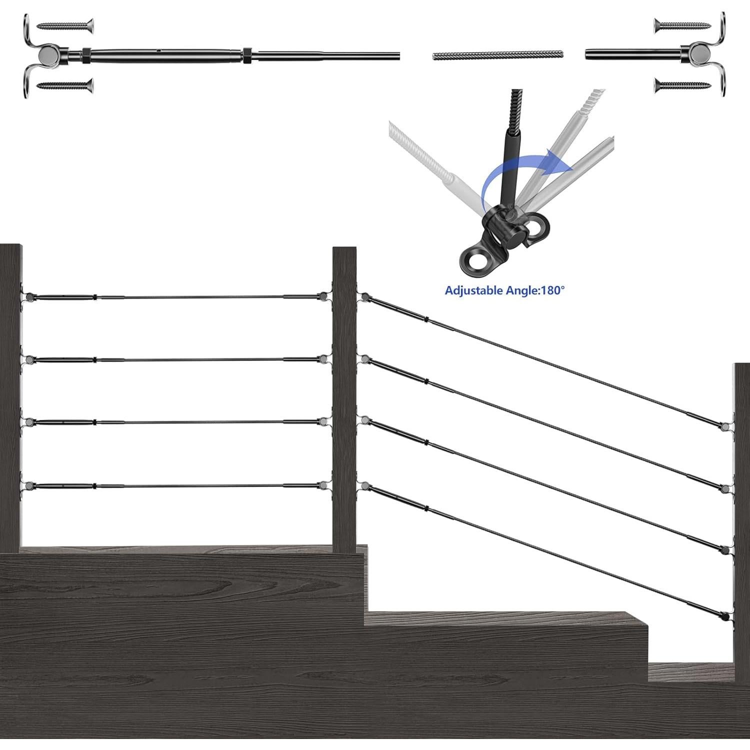 Kit de Barandilla de Cable CKE 10 Pares 1/8" Acero Inoxidable