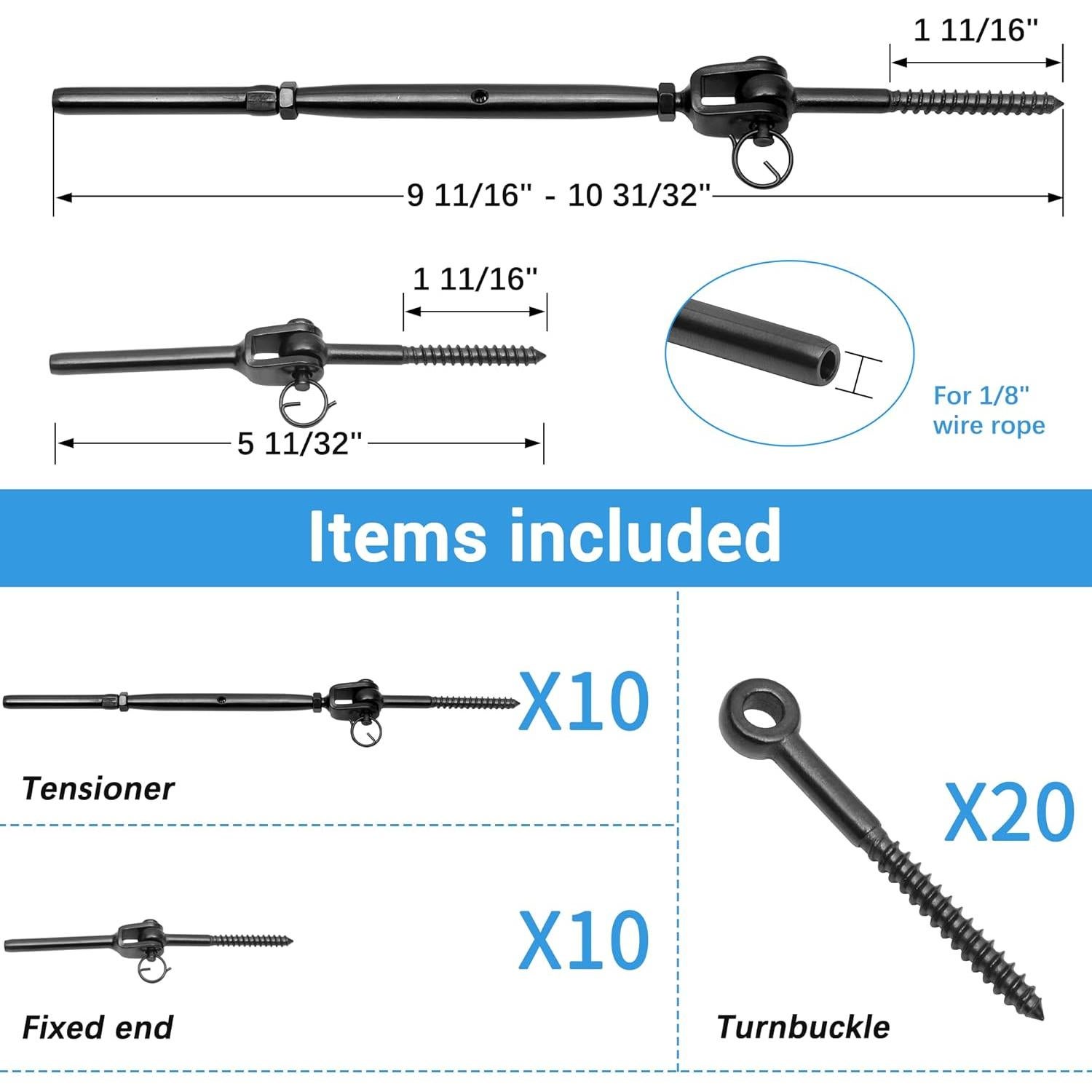Kit Barandilla de Cable Helffer 10 Piezas Ajustable 180°