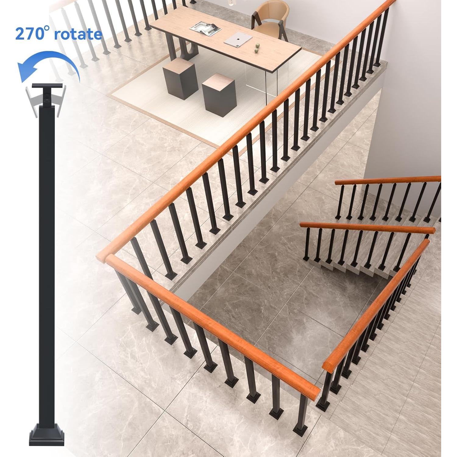 Postes de Barandilla Interior MM MELISEN 90 cm Negro 6 Piezas