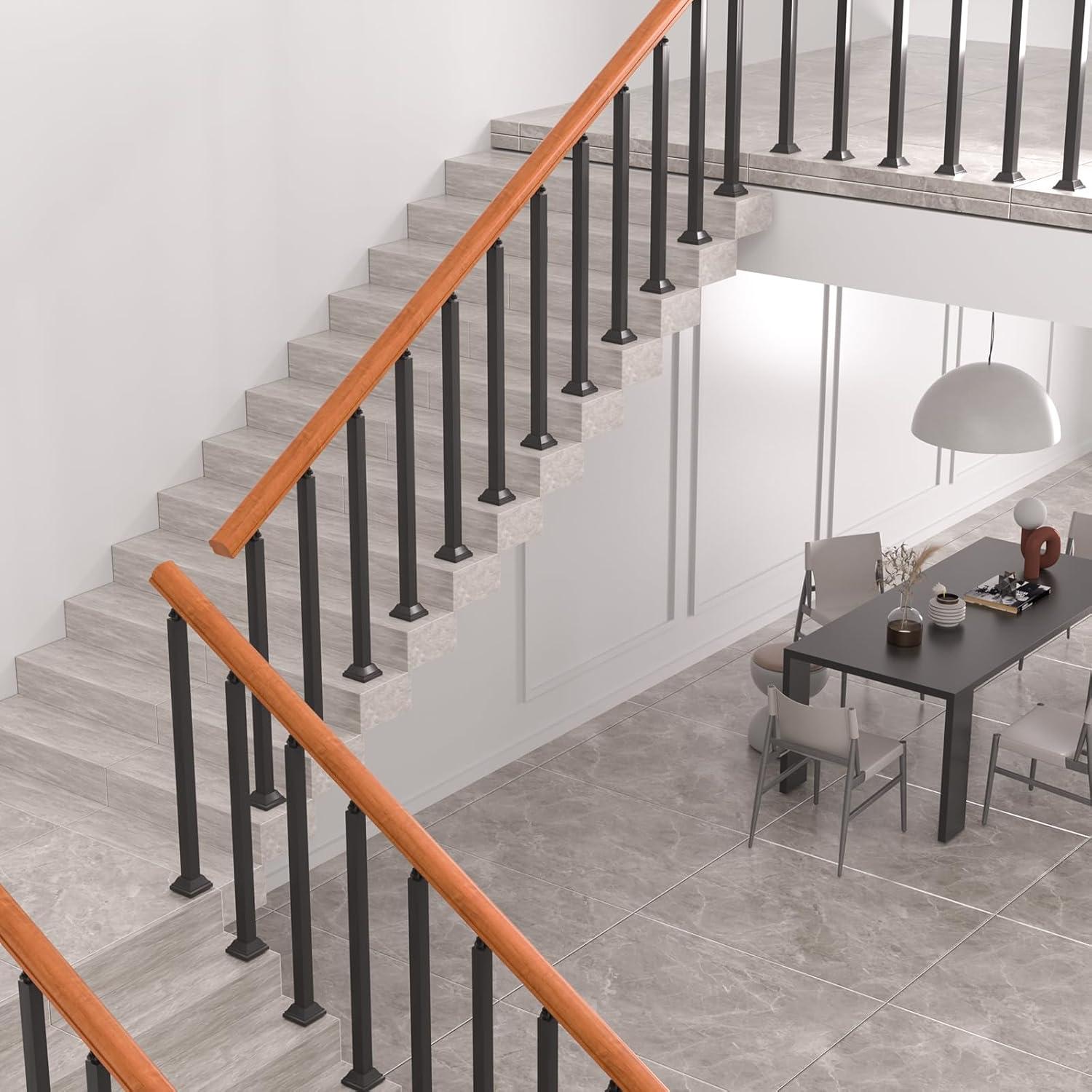 Postes de Barandilla Interior MM MELISEN 90 cm Negro 6 Piezas