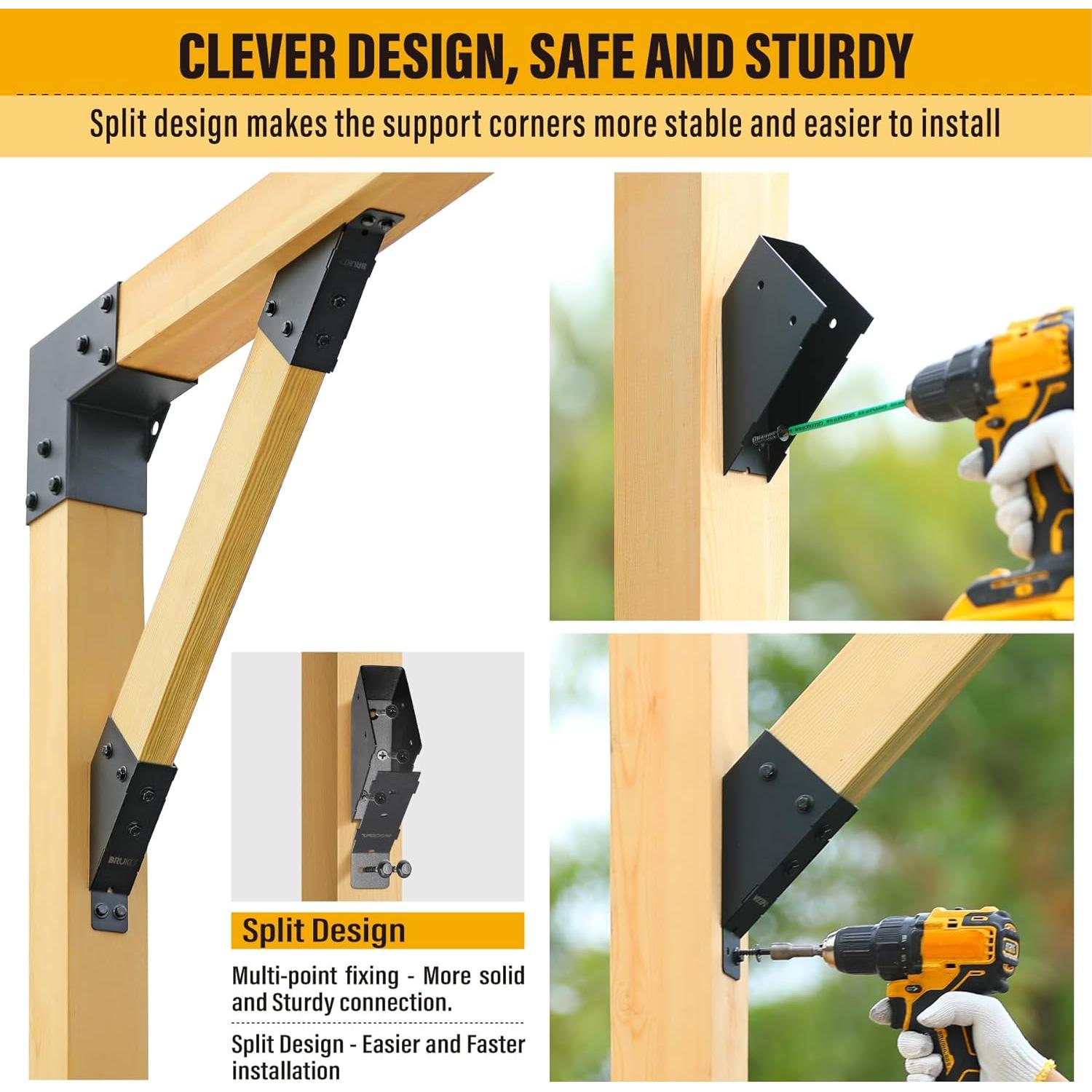 Soporte de Ángulo 45° Brukid 4 Piezas para Madera 2x4