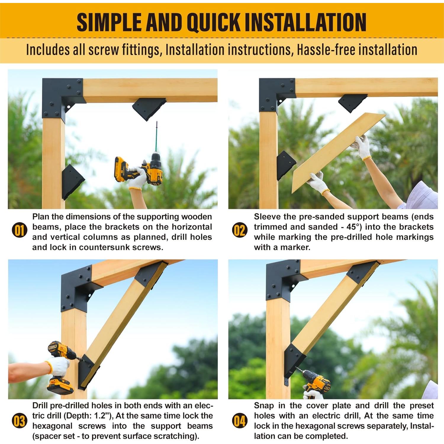 Soporte de Ángulo 45° Brukid 4 Piezas para Madera 2x4