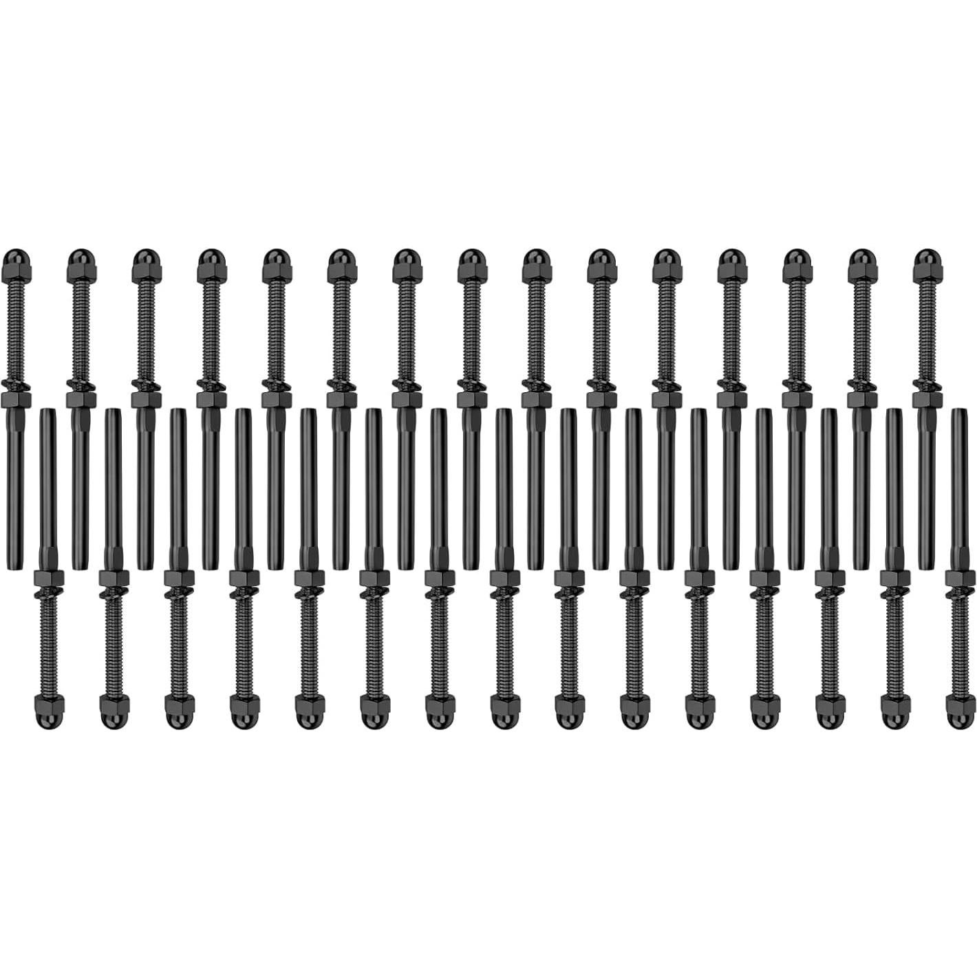 CKE Terminal de Tensión Roscado Negro para Barandilla de Cable 3/16"
