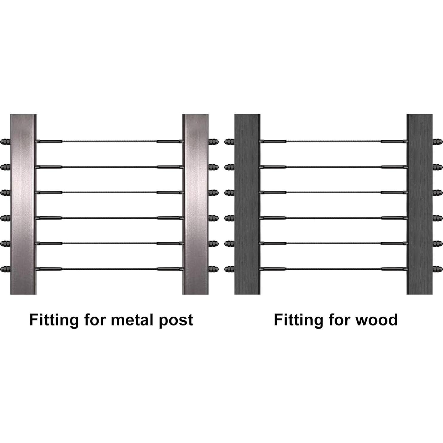 CKE Terminal de Tensión Roscado Negro para Barandilla de Cable 3/16"
