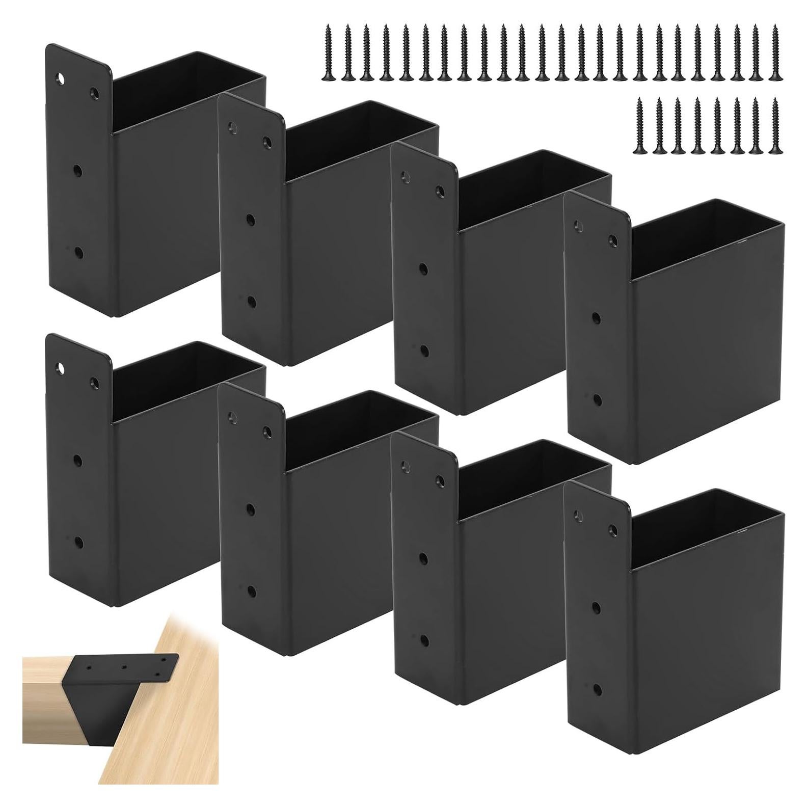 Soporte de Pergola Rasugarlary 2x4 Negro 8 Pcs con Tornillos