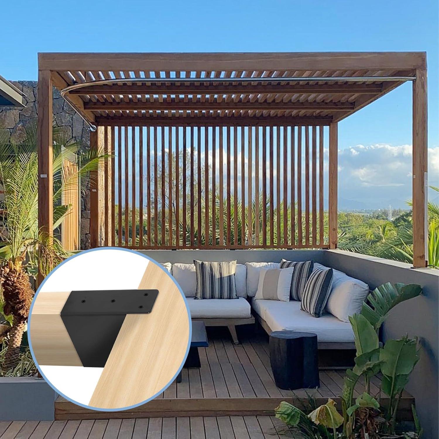 Soporte de Pergola Rasugarlary 2x4 Negro 8 Pcs con Tornillos