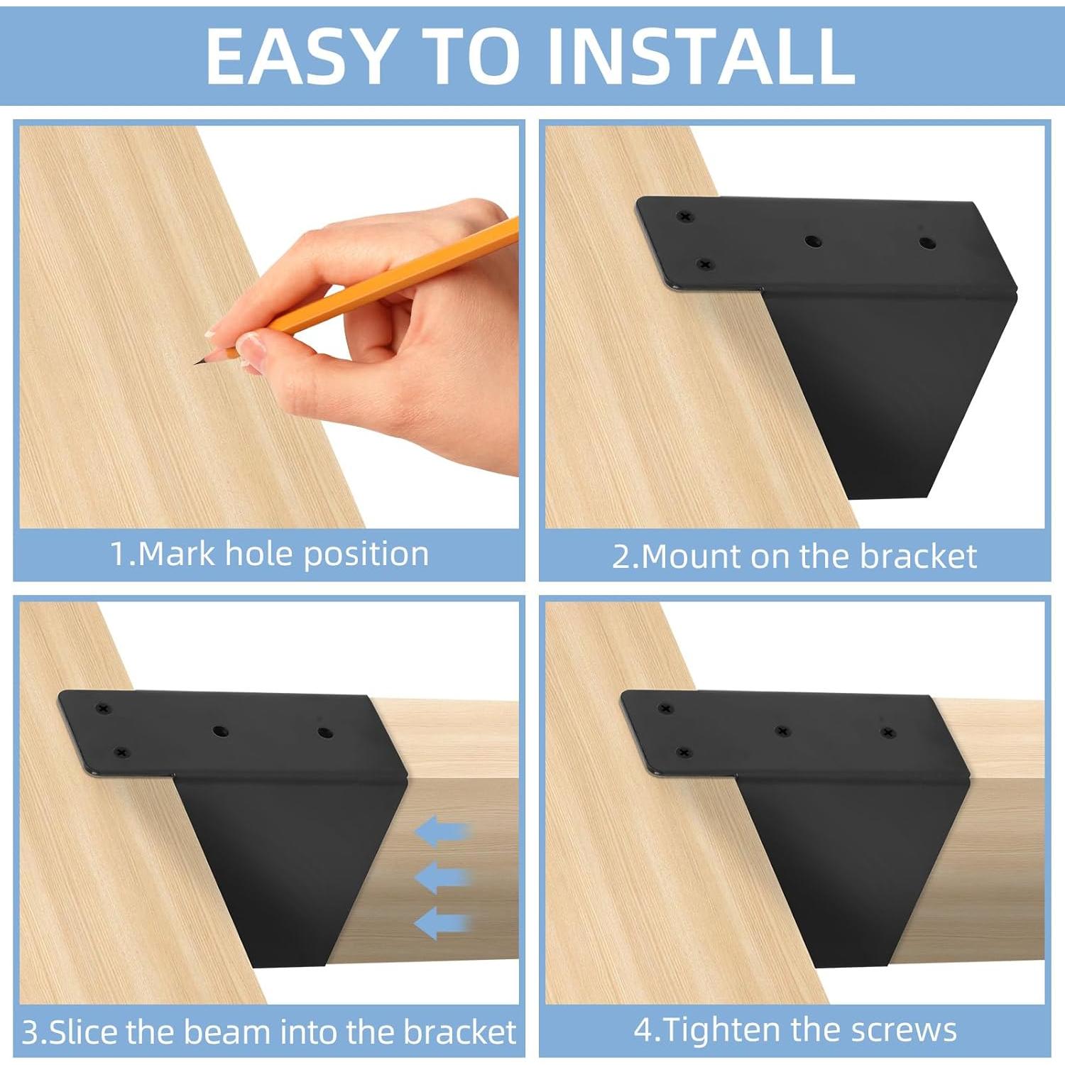 Soporte de Pergola Rasugarlary 2x4 Negro 8 Pcs con Tornillos