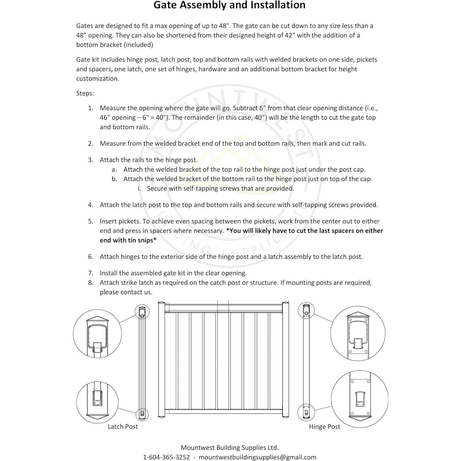 Kit de Puerta Aluminio Ligero MOUNTWEST 121,92x106,68 cm Negro