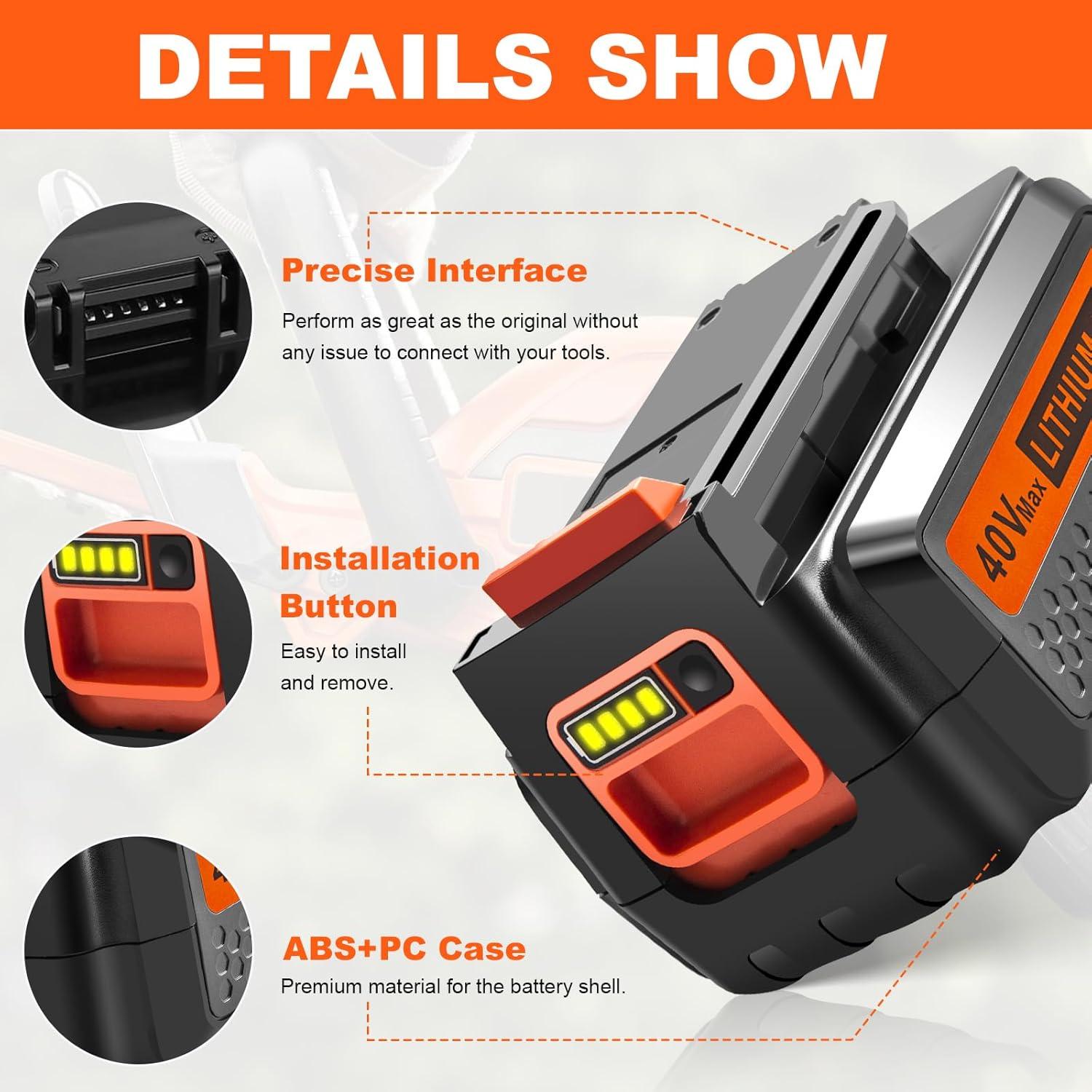 Batería de Litio 40V LBX2040 y Cargador Black and Decker