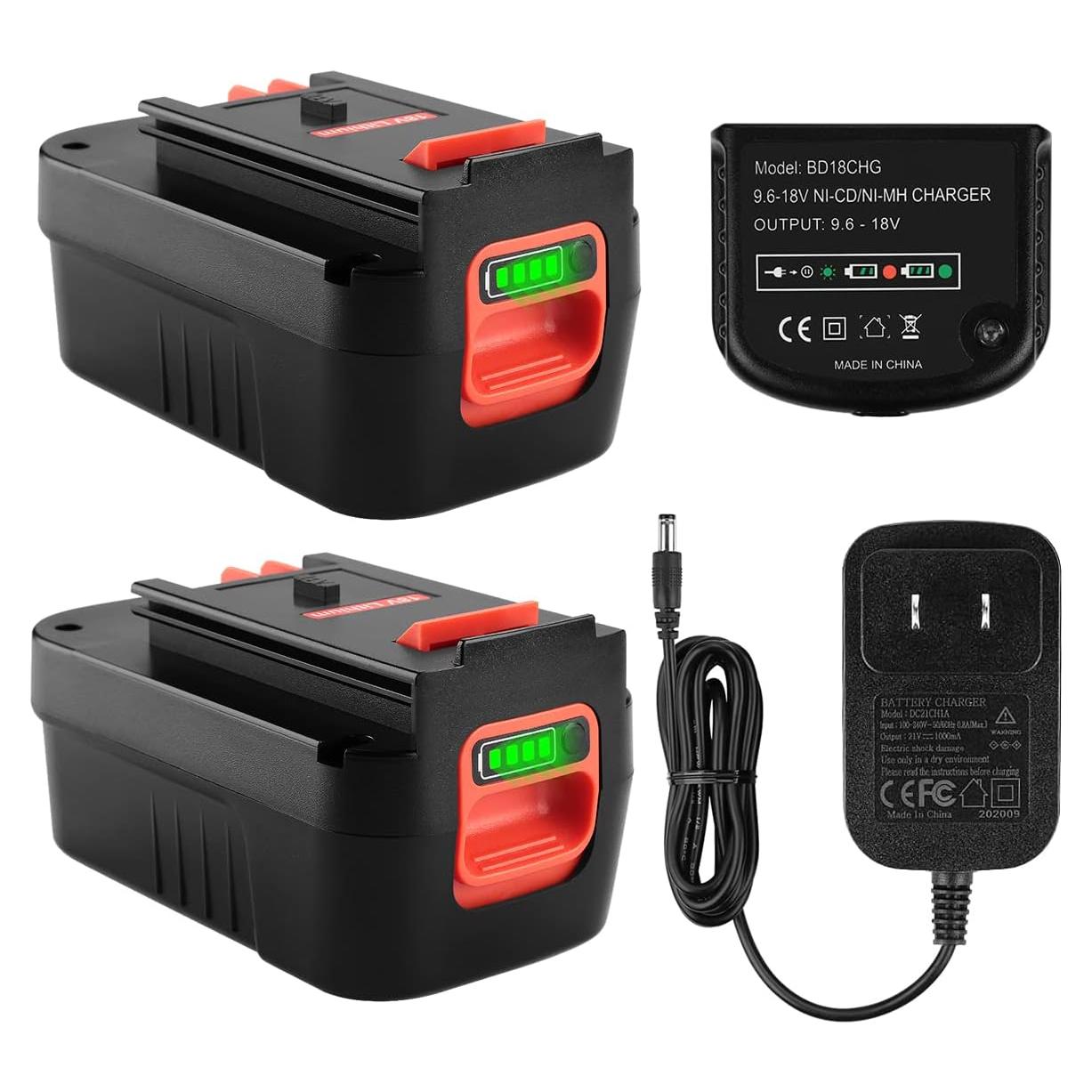 Paquete 2 Baterías 6.5Ah Black & Decker 18V + Cargador