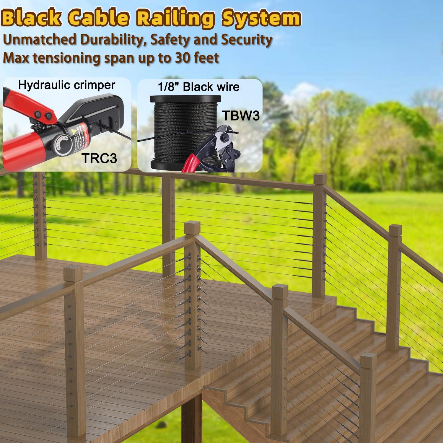 Kit Barandilla Cable Negro Toscoco 9 Piezas Acero Inoxidable