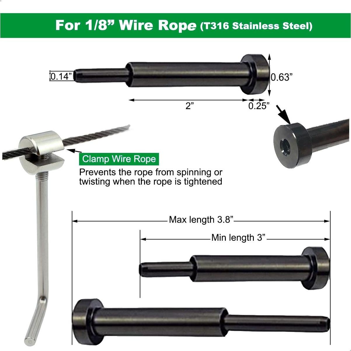 Kit de Barandilla de Cable Sowtowe 20 Piezas Acero Inoxidable