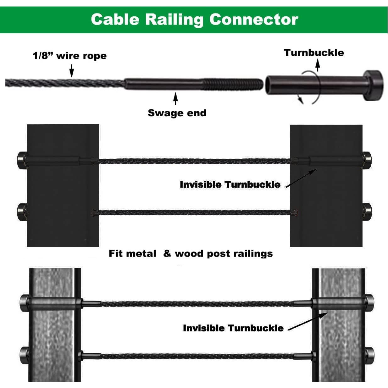 Kit de Barandilla de Cable Sowtowe 20 Piezas Acero Inoxidable