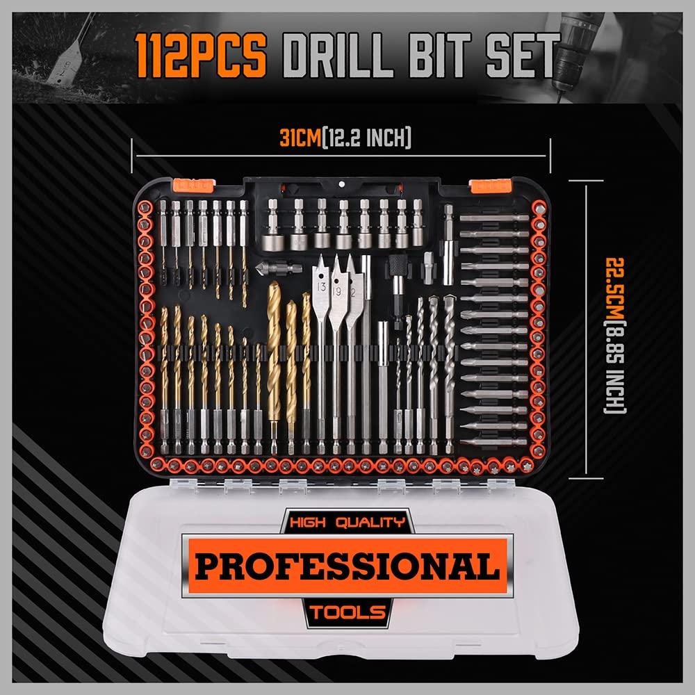 Juego de Brocas de Impacto HORUSDY 112 Piezas con Estuche