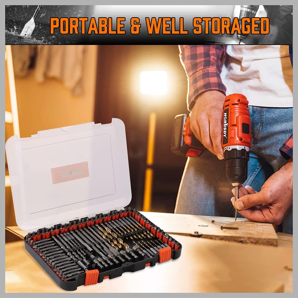 Juego de Brocas de Impacto HORUSDY 112 Piezas con Estuche