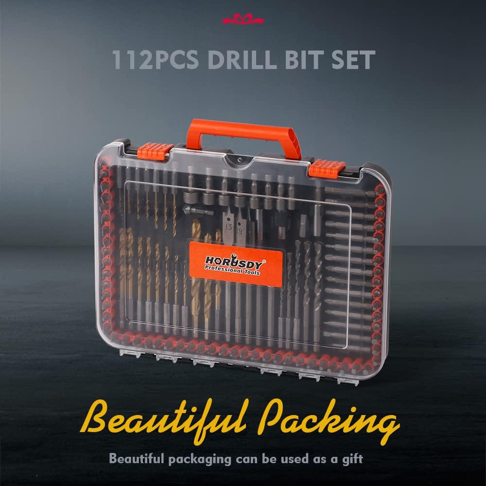 Juego de Brocas de Impacto HORUSDY 112 Piezas con Estuche
