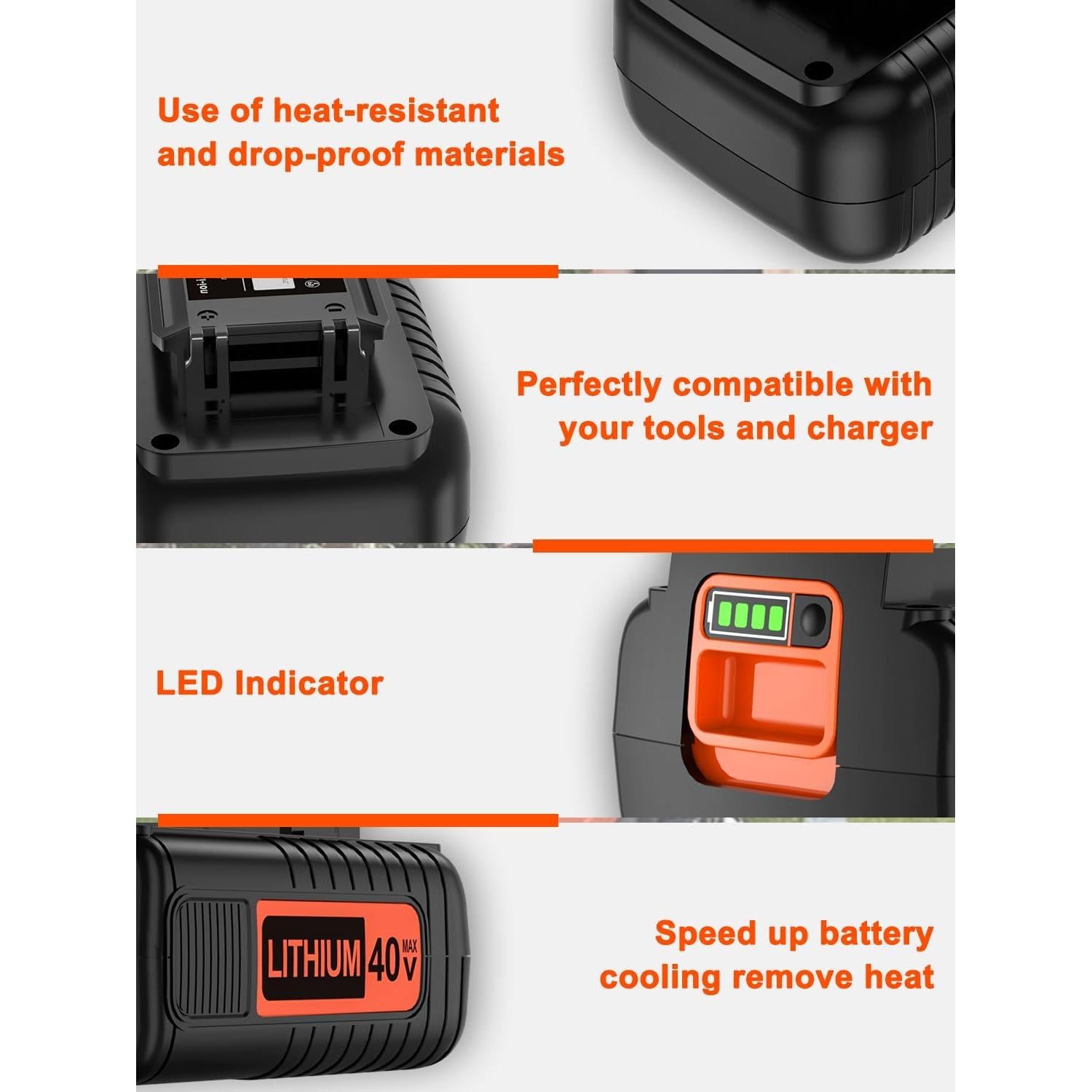 Batería de Litio 40V 2.0Ah Black+Decker Compatible