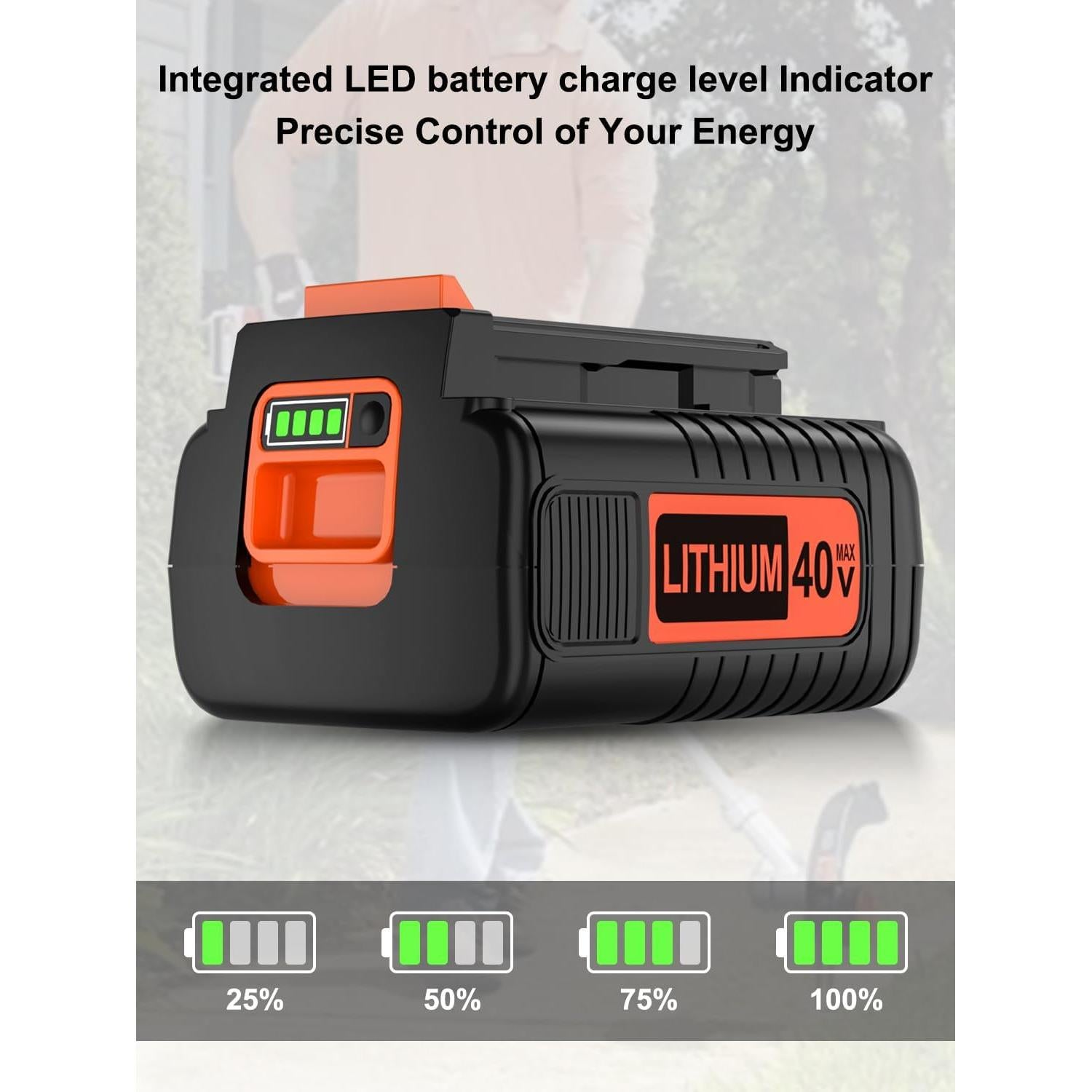 Batería de Litio 40V 2.0Ah Black+Decker Compatible