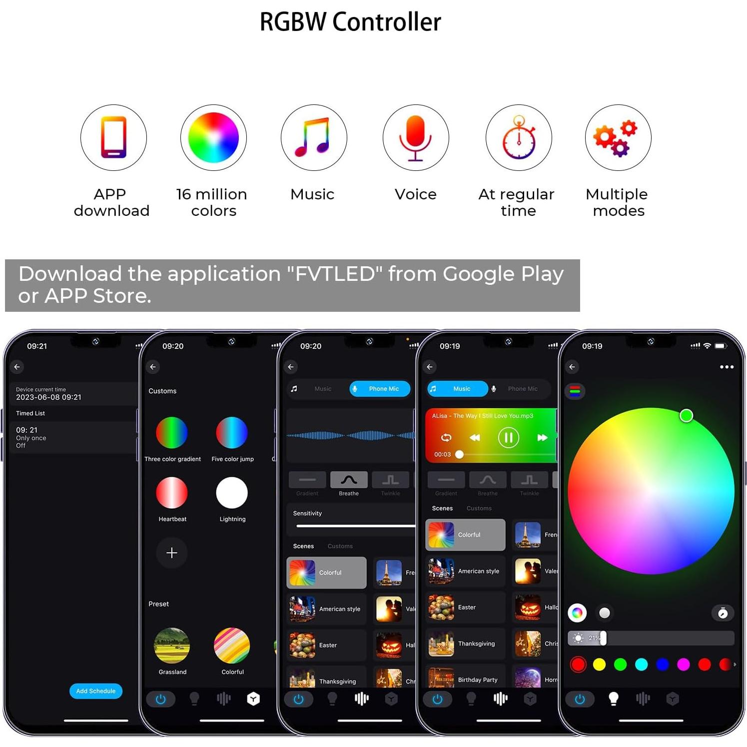Kit de luces LED RGBW Sumaote 30pcs control WiFi IP67