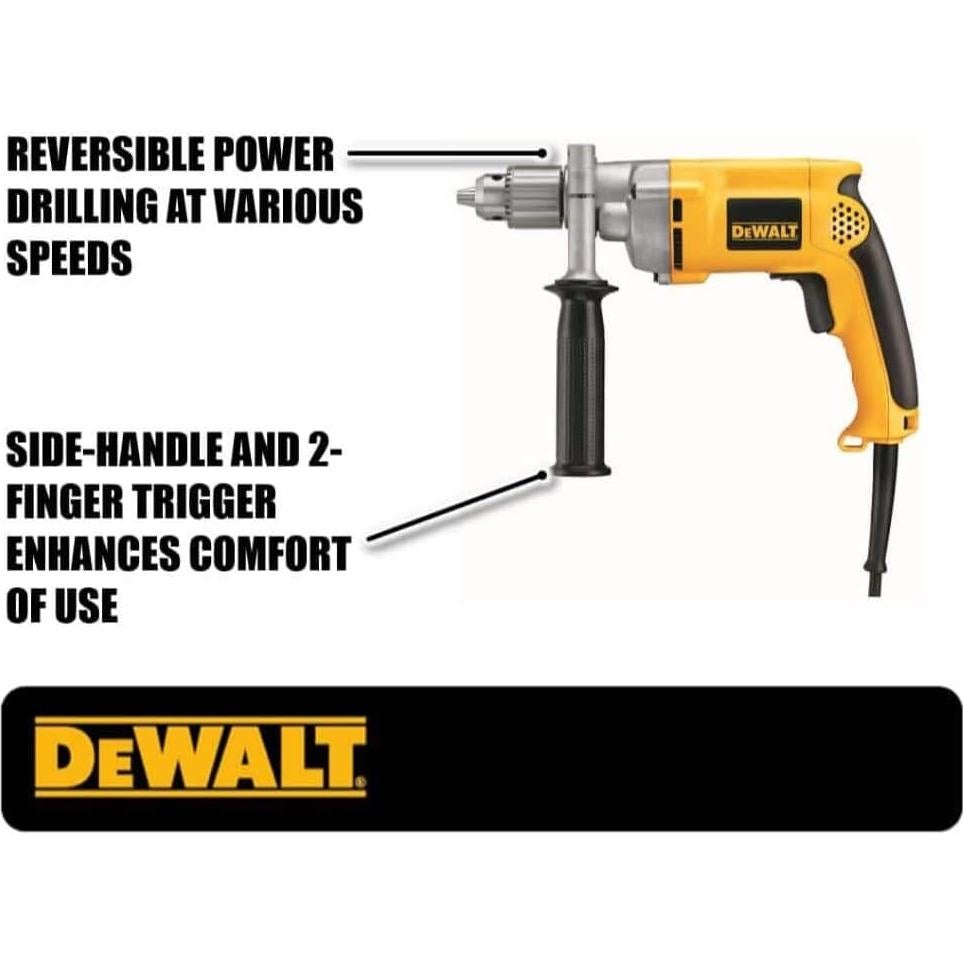 Corded Drill, 7.8-Amp, 1/2-Inch, Variable Speed Reversible (DW235G), Yellow